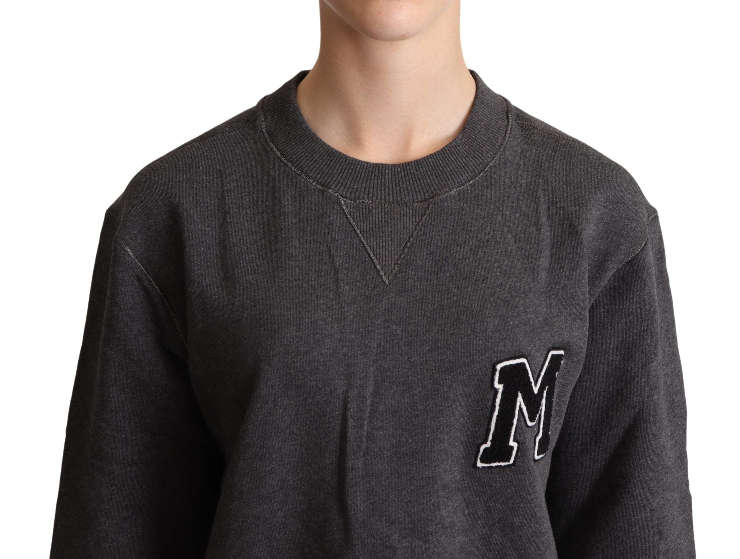 Dolce & Gabbana Schicker grauer bestickter Baumwollpullover