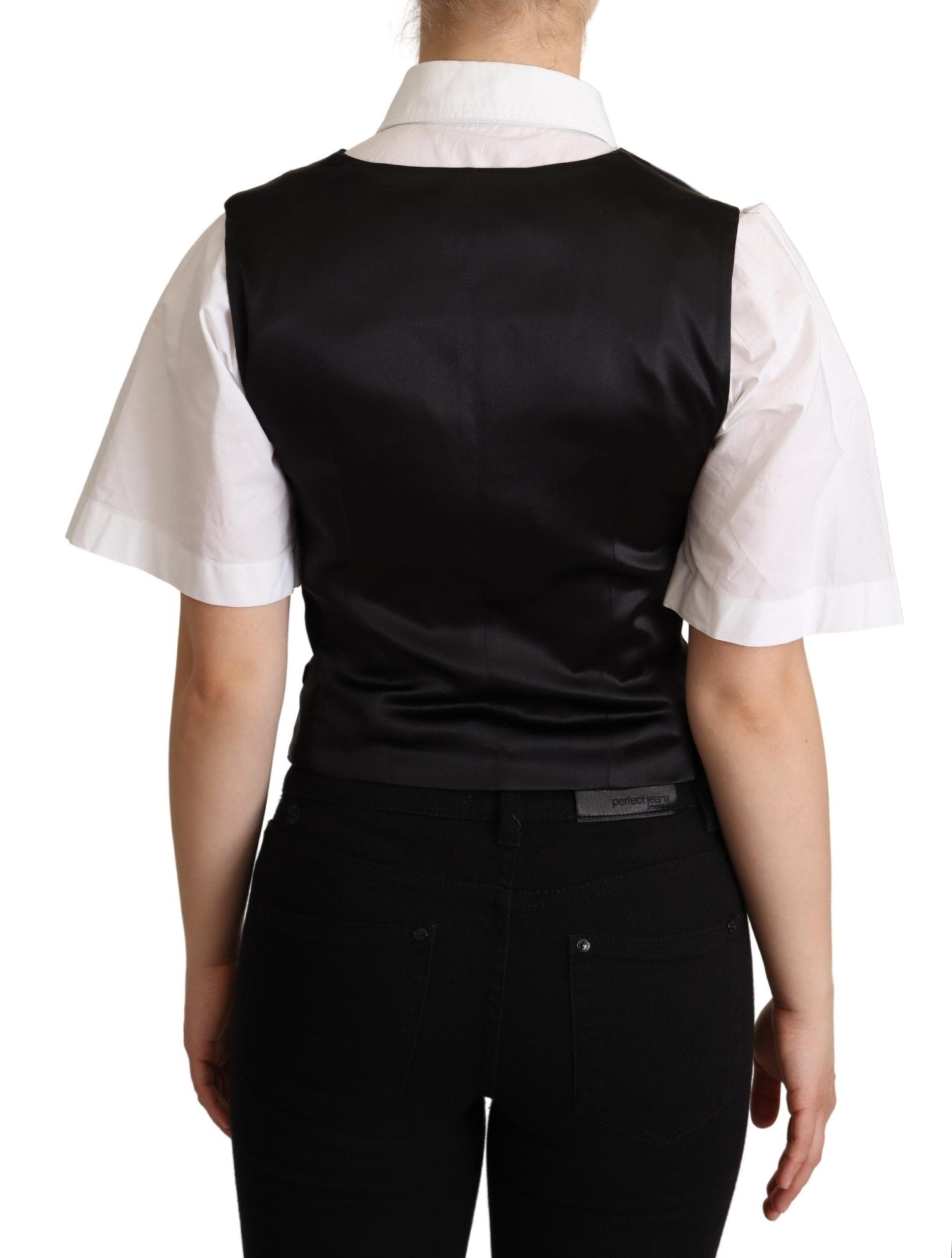Vestă elegantă din amestec de mătase Dolce & Gabbana neagră