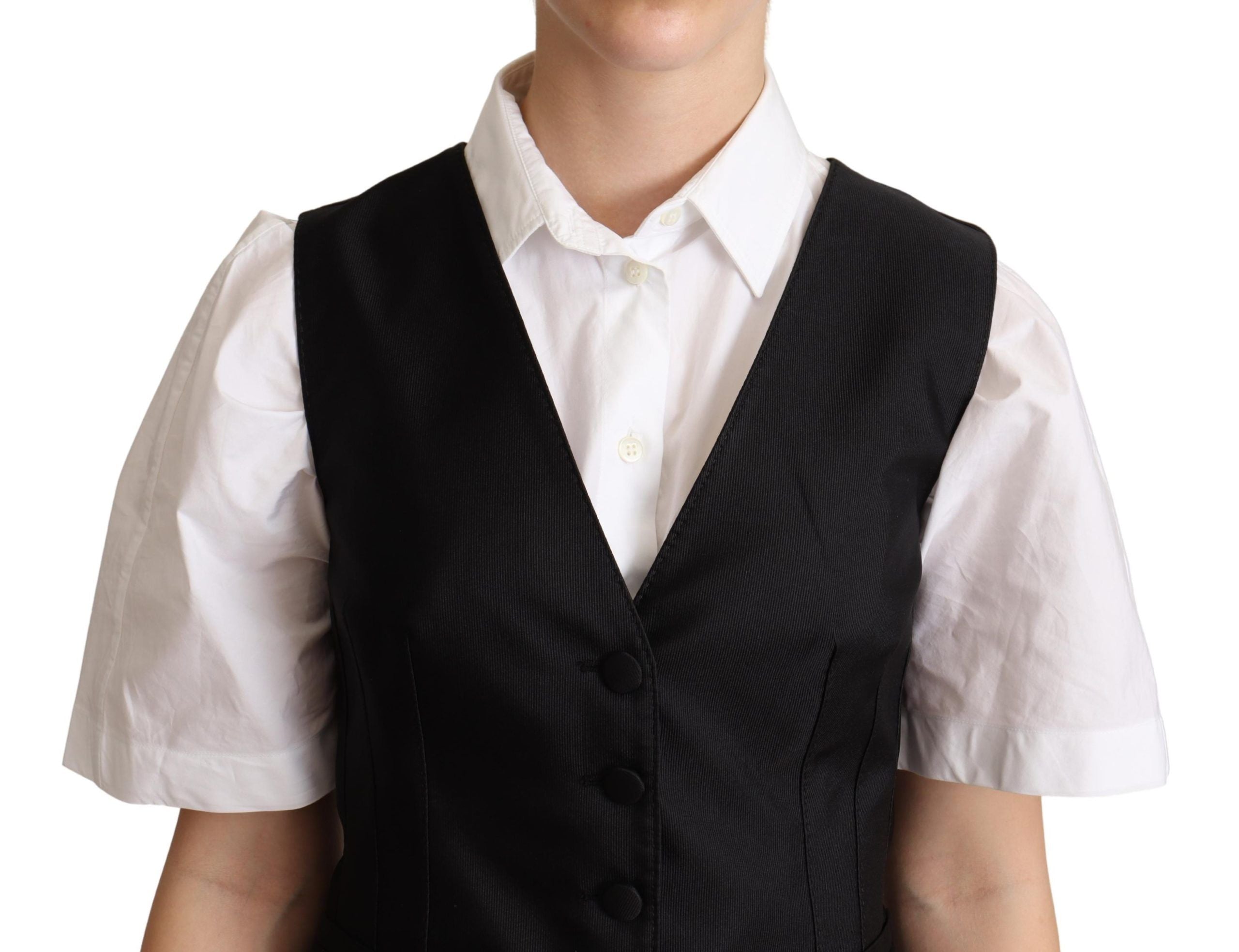 Vestă elegantă din amestec de mătase Dolce & Gabbana neagră
