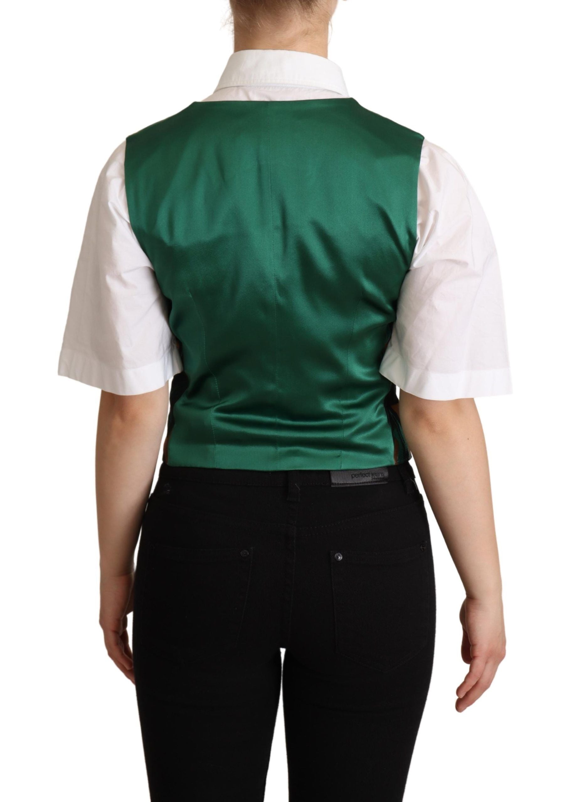 Vestă elegantă cu imprimeu verde cu frunze Dolce & Gabbana