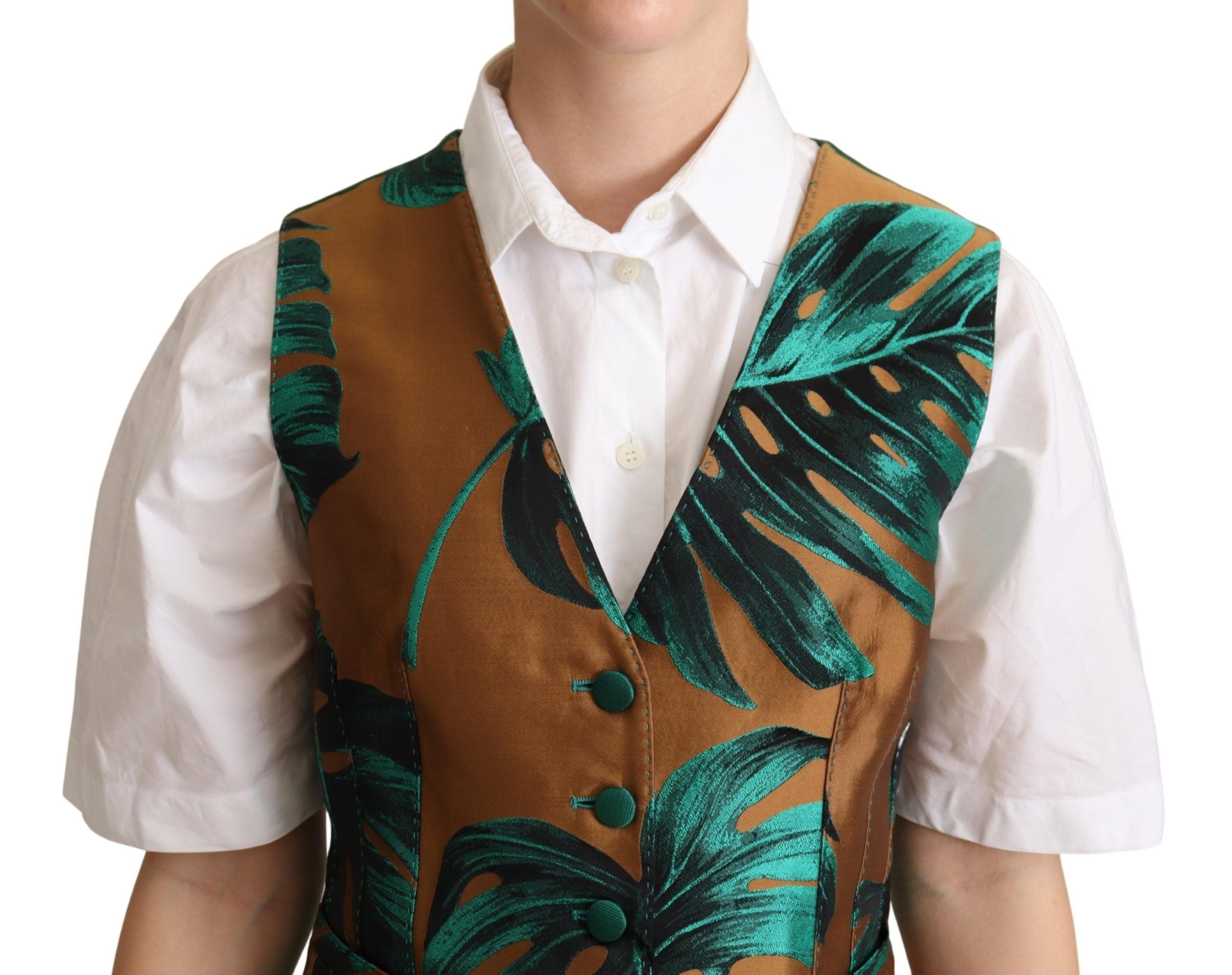 Vestă elegantă cu imprimeu verde cu frunze Dolce & Gabbana
