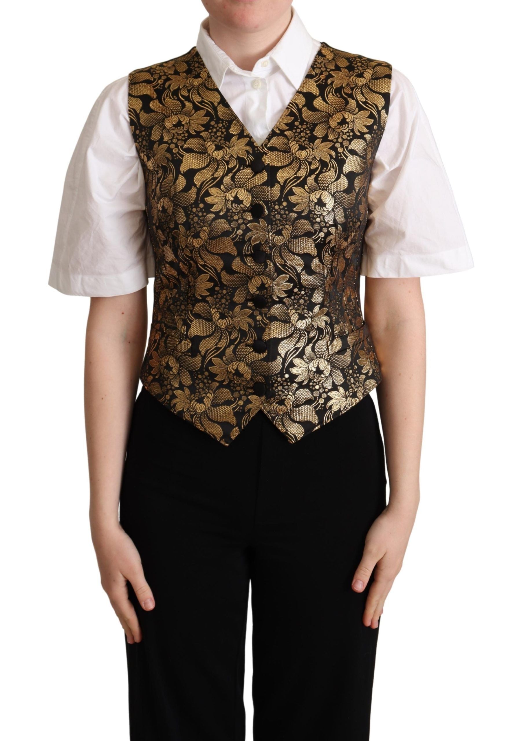 Vestă elegantă din jacquard negru Dolce & Gabbana