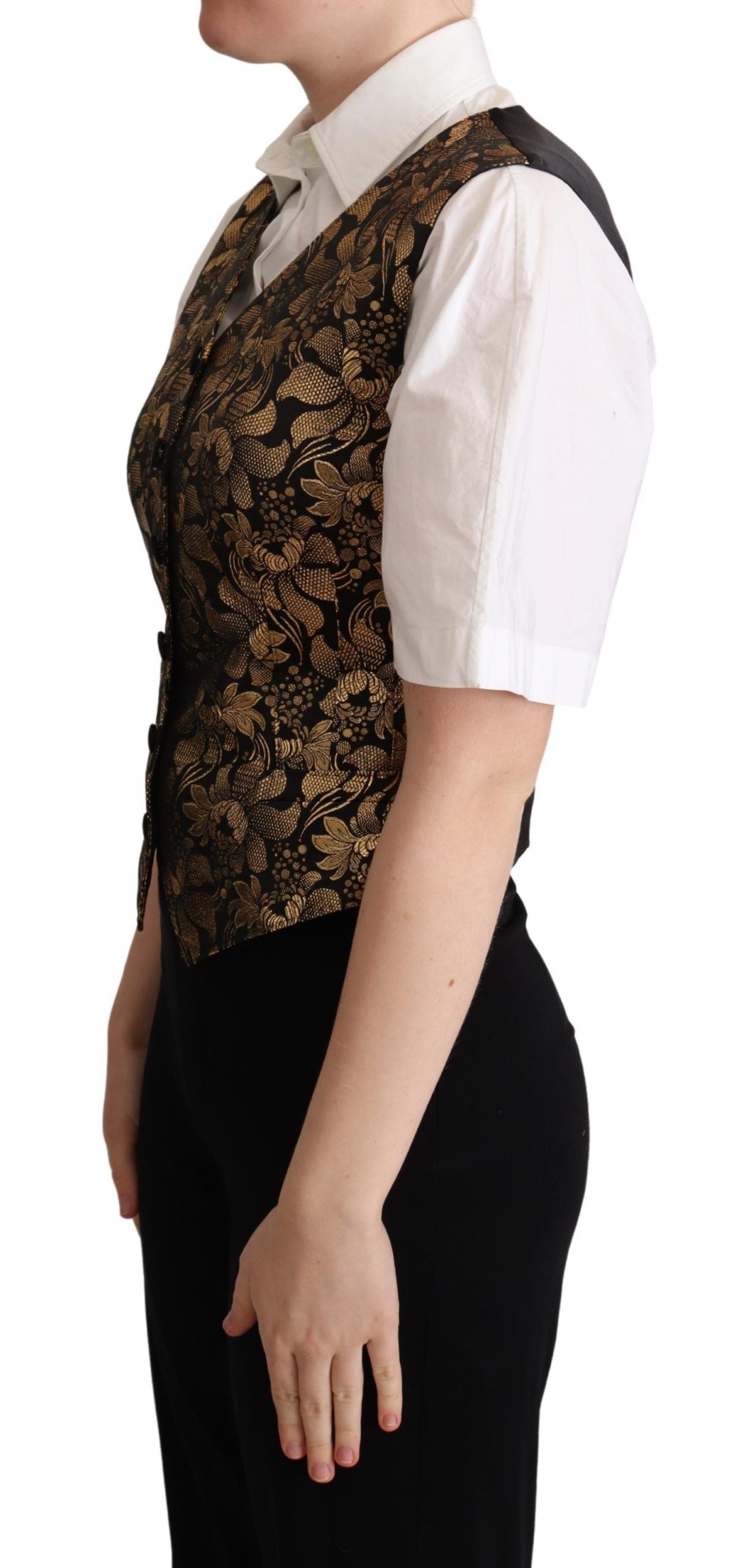 Vestă elegantă din jacquard negru Dolce & Gabbana