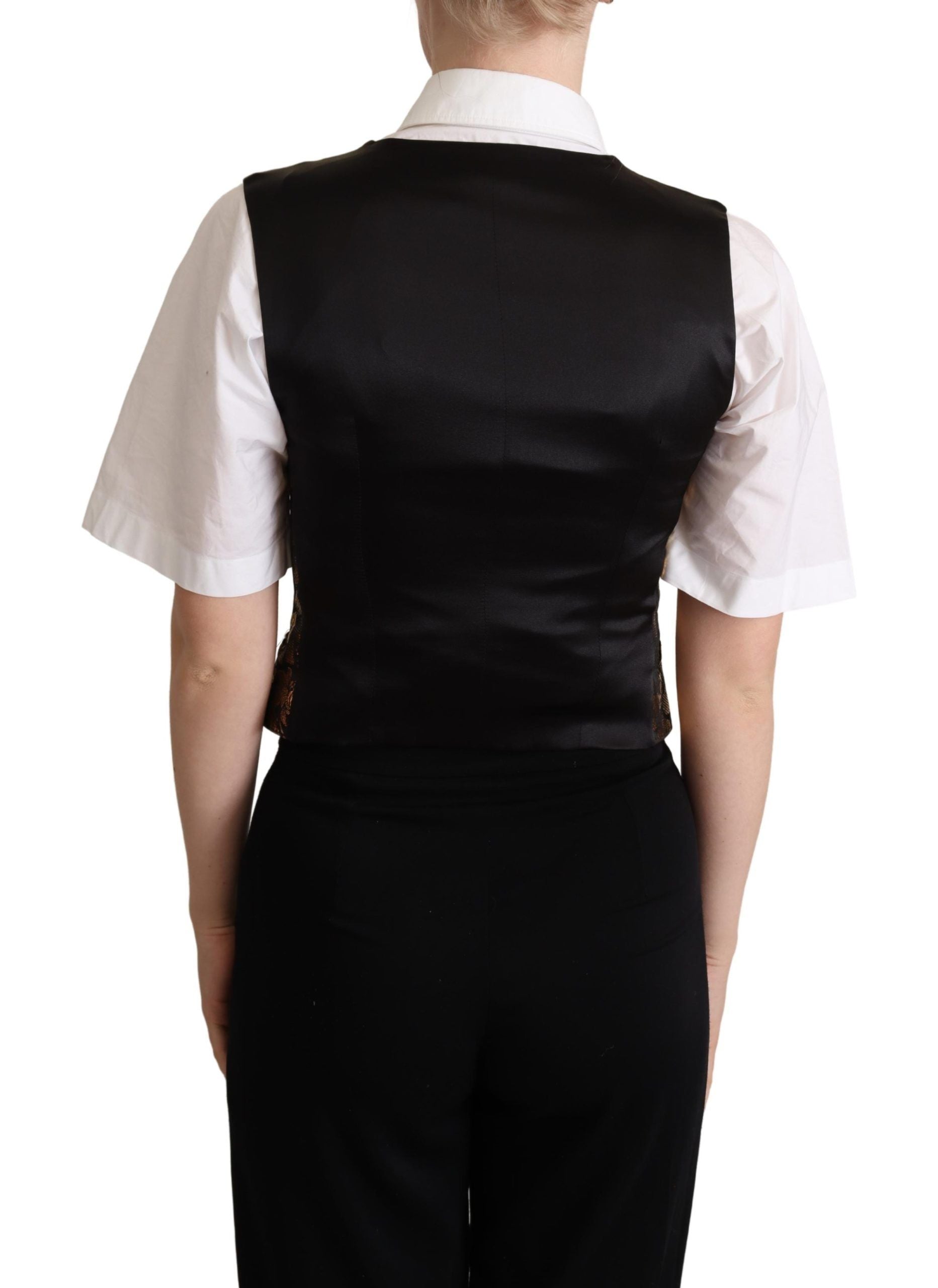 Vestă elegantă din jacquard negru Dolce & Gabbana
