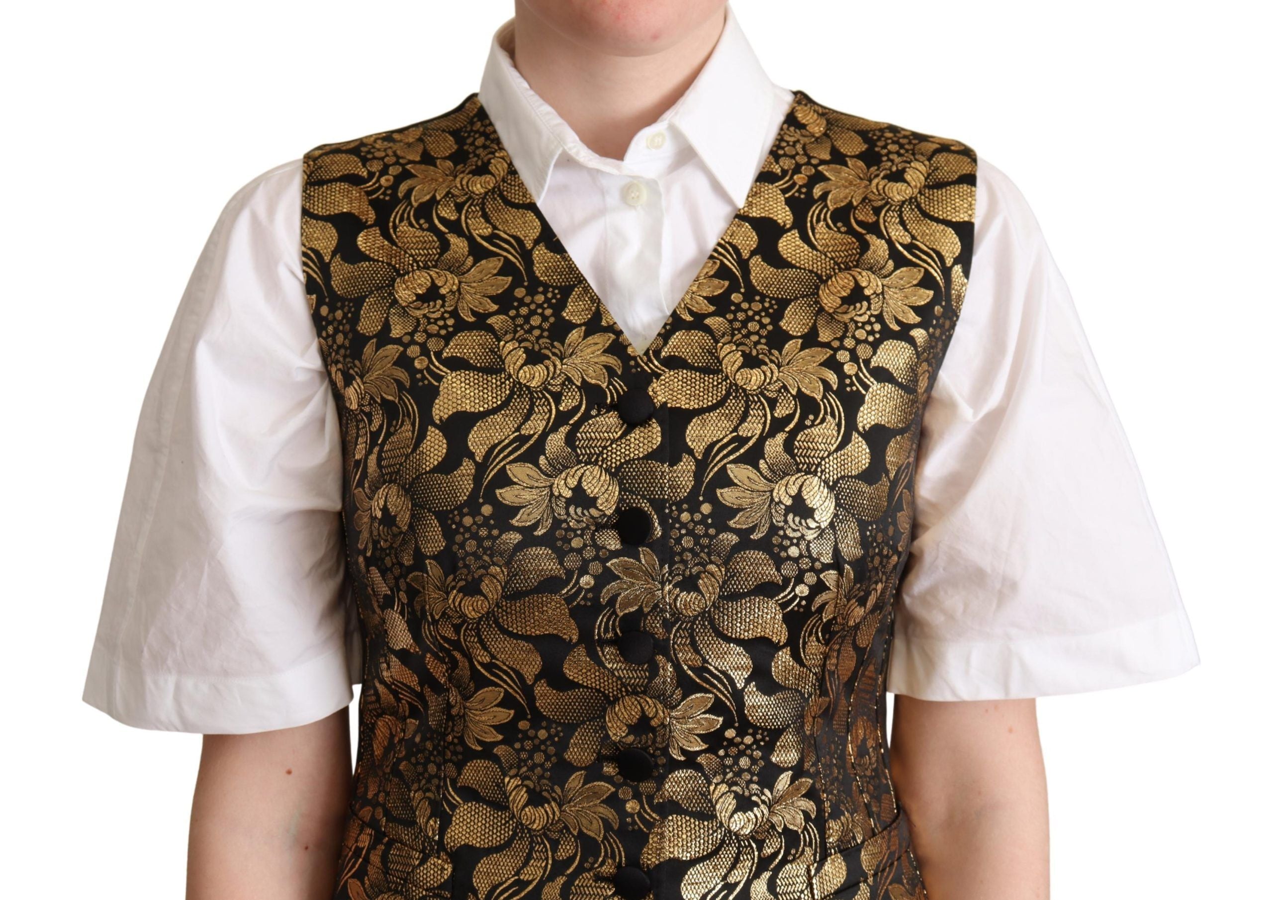 Vestă elegantă din jacquard negru Dolce & Gabbana
