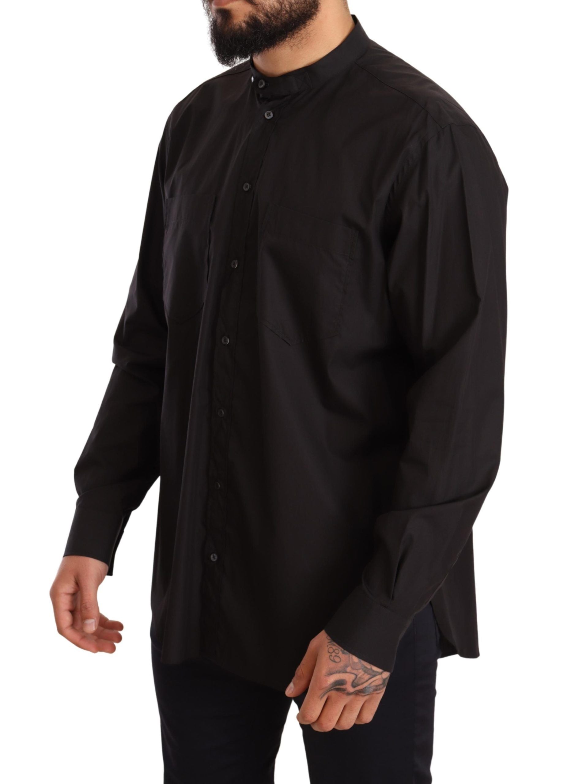 Dolce & Gabbana Elegantes schwarzes Herrenhemd aus 100 % Baumwolle