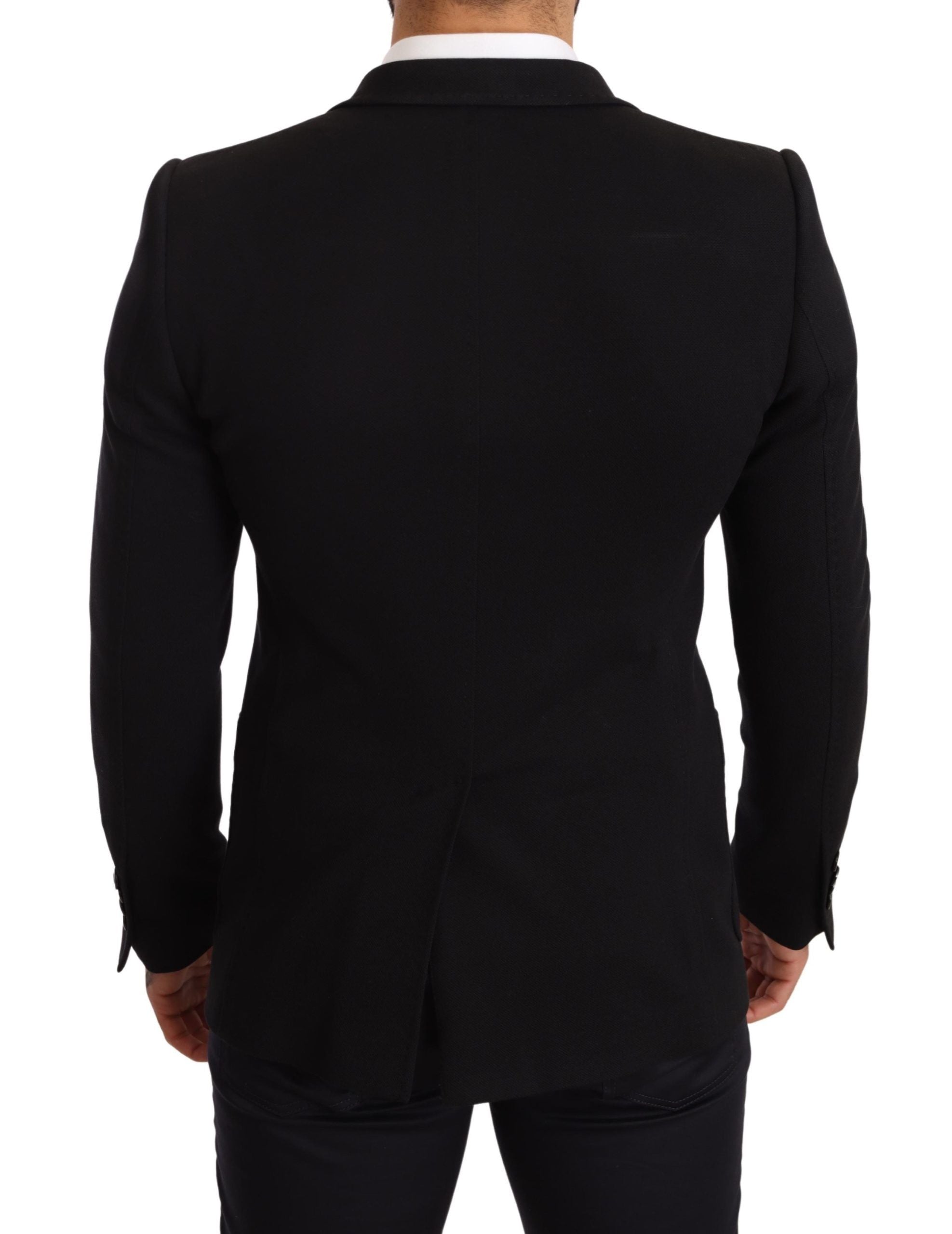 Dolce & Gabbana Eleganter Slim Fit Blazer aus schwarzer Baumwolle