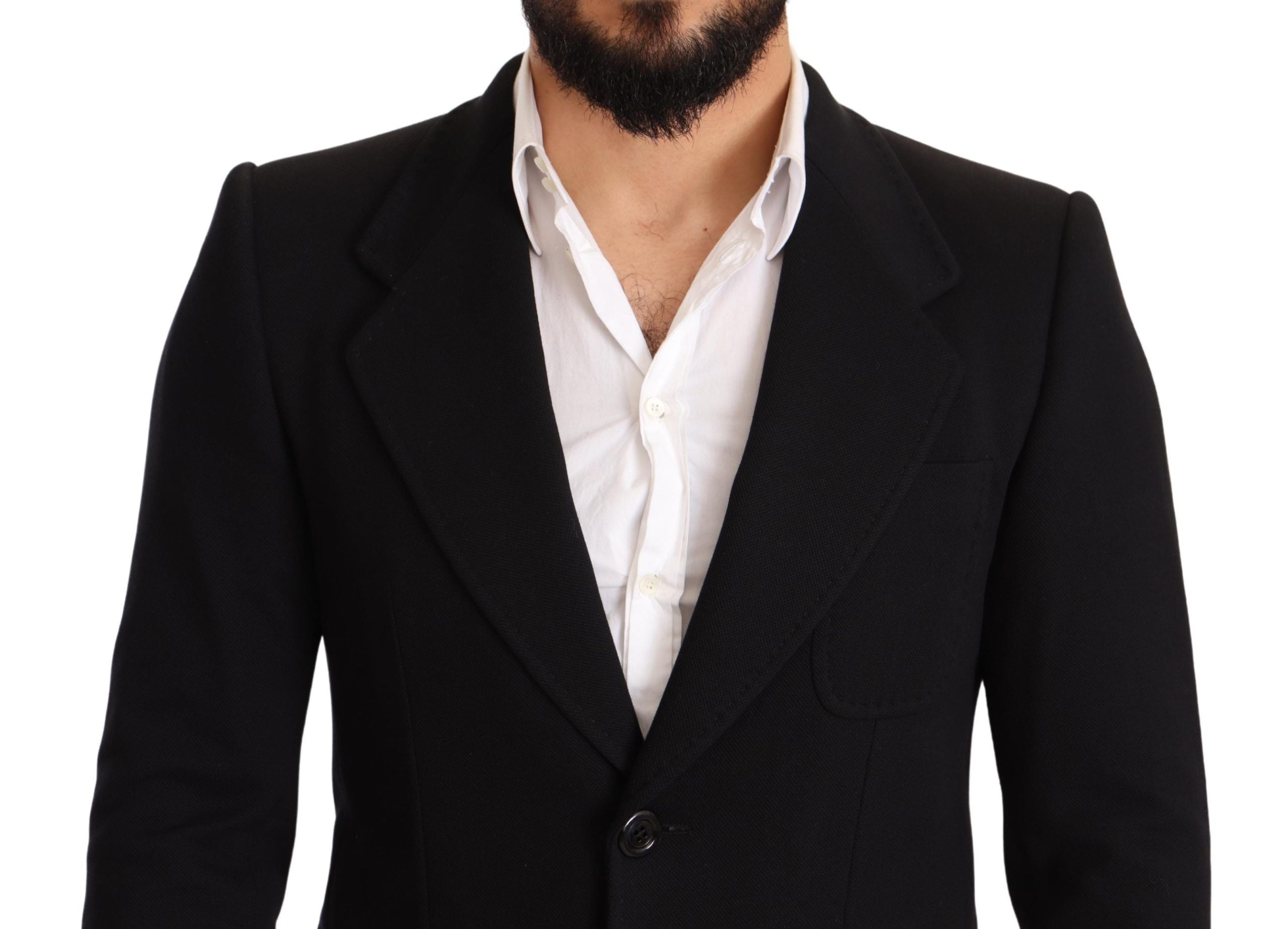 Dolce & Gabbana Eleganter Slim Fit Blazer aus schwarzer Baumwolle