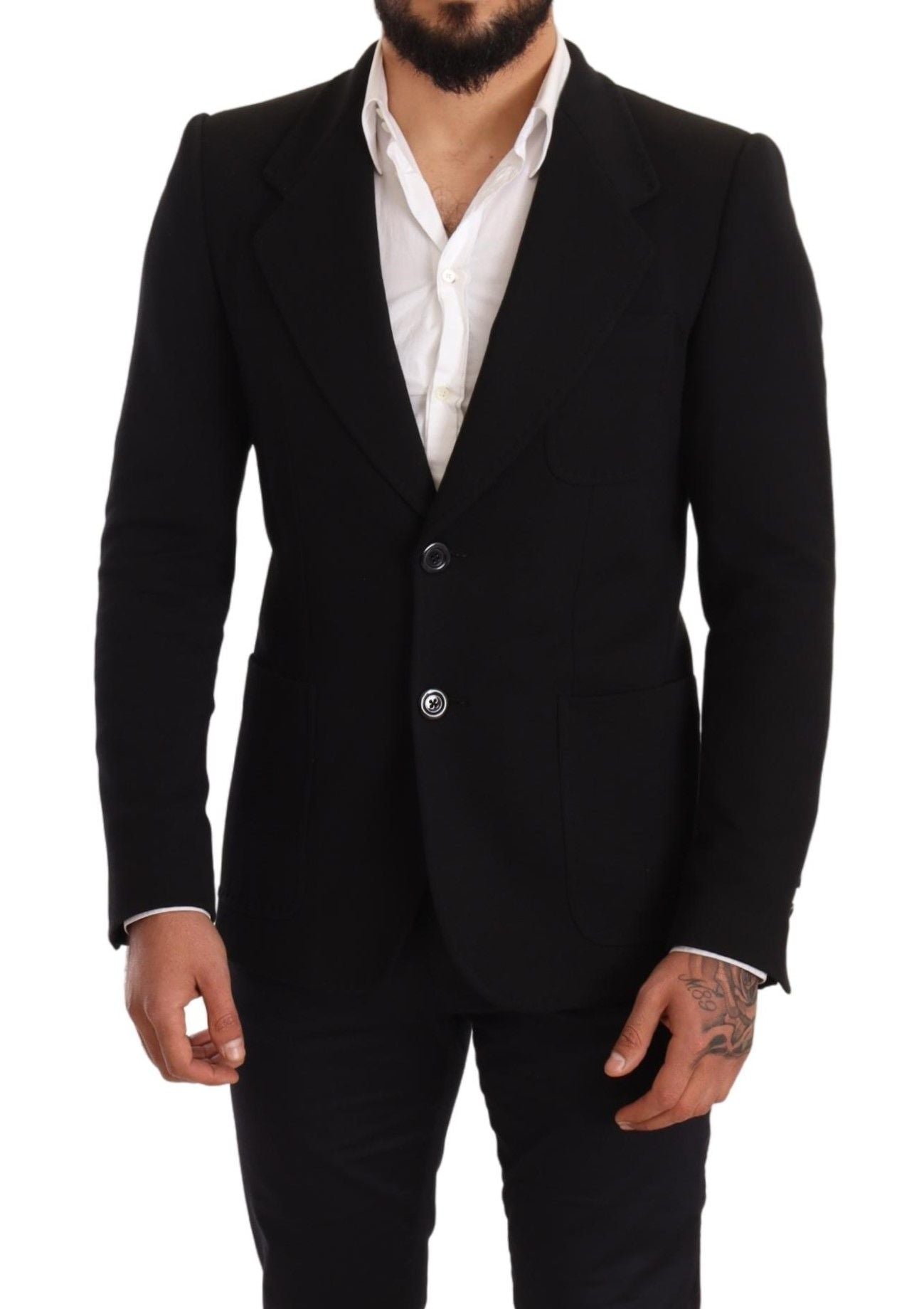 Dolce & Gabbana Eleganter Slim Fit Blazer aus schwarzer Baumwolle