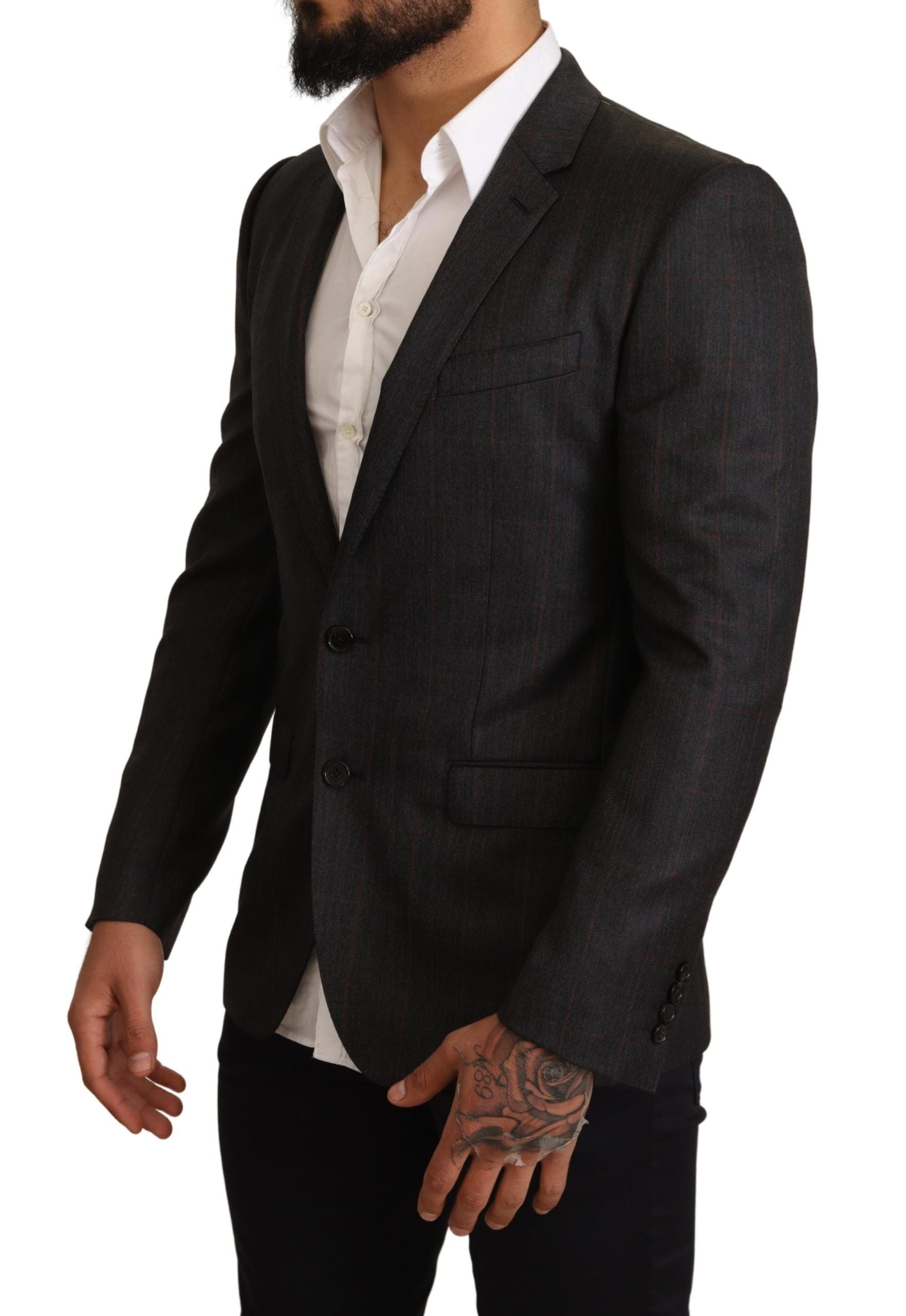 Dolce & Gabbana Eleganter Martini-Blazer in Grau mit Karomuster