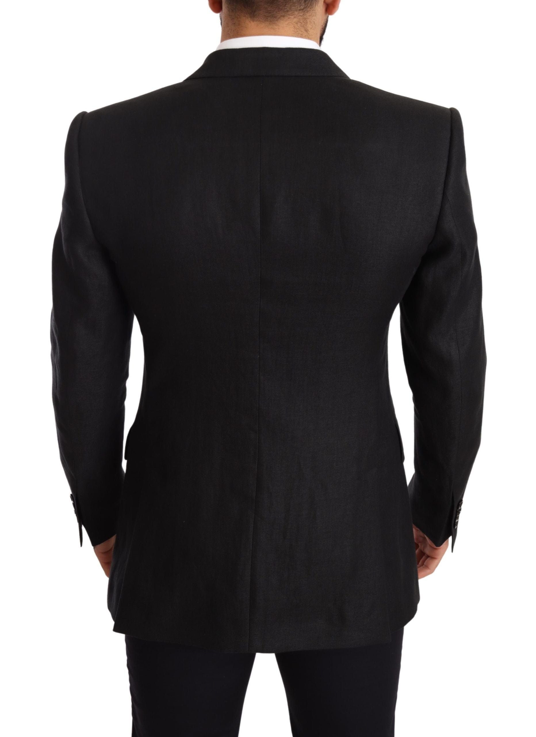 Dolce & Gabbana – Eleganter Slim Fit-Blazer aus schwarzem Leinen