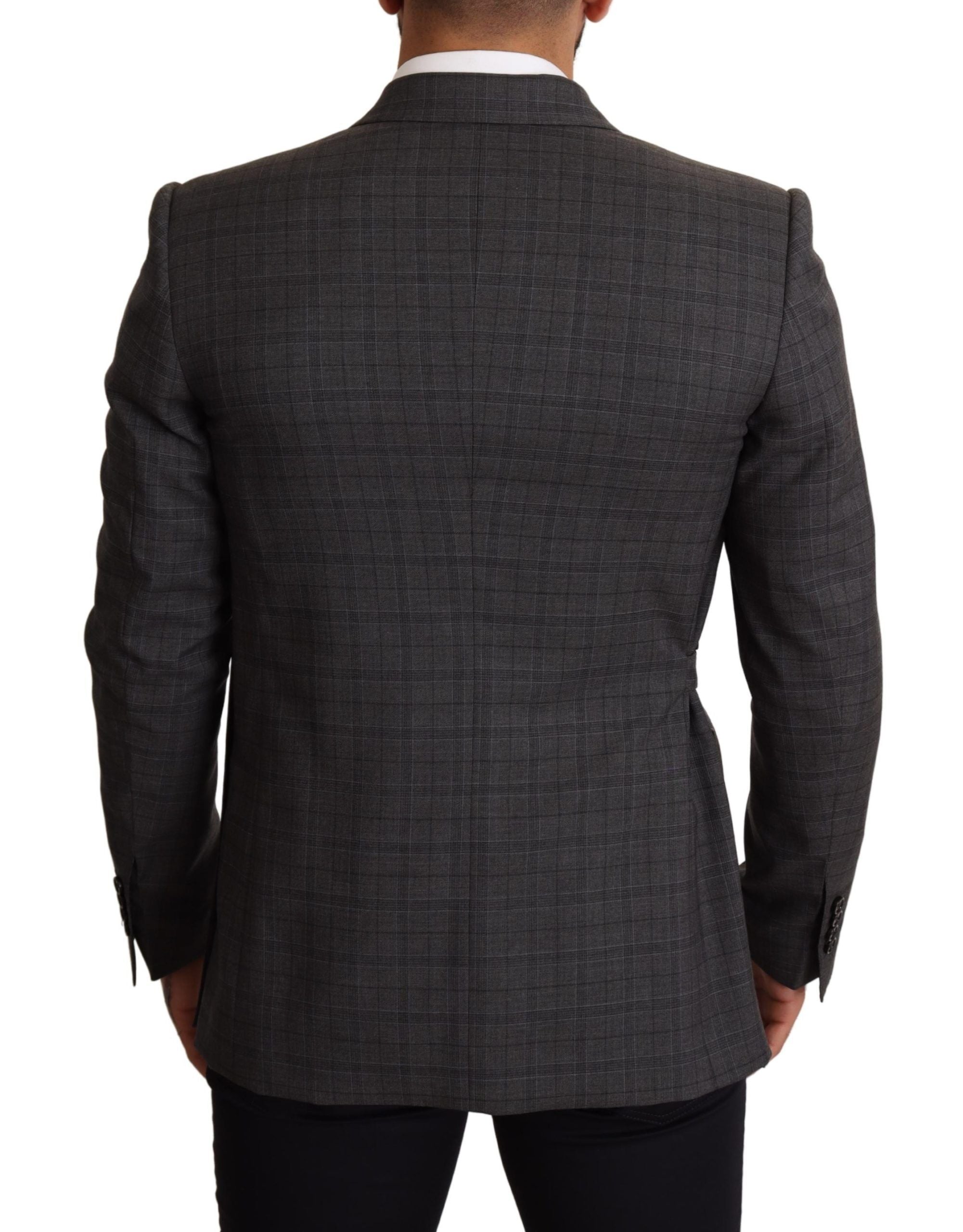 Dolce & Gabbana – Schicker, grau karierter Martini-Blazer im Slim Fit mit zweireihigem Schnitt