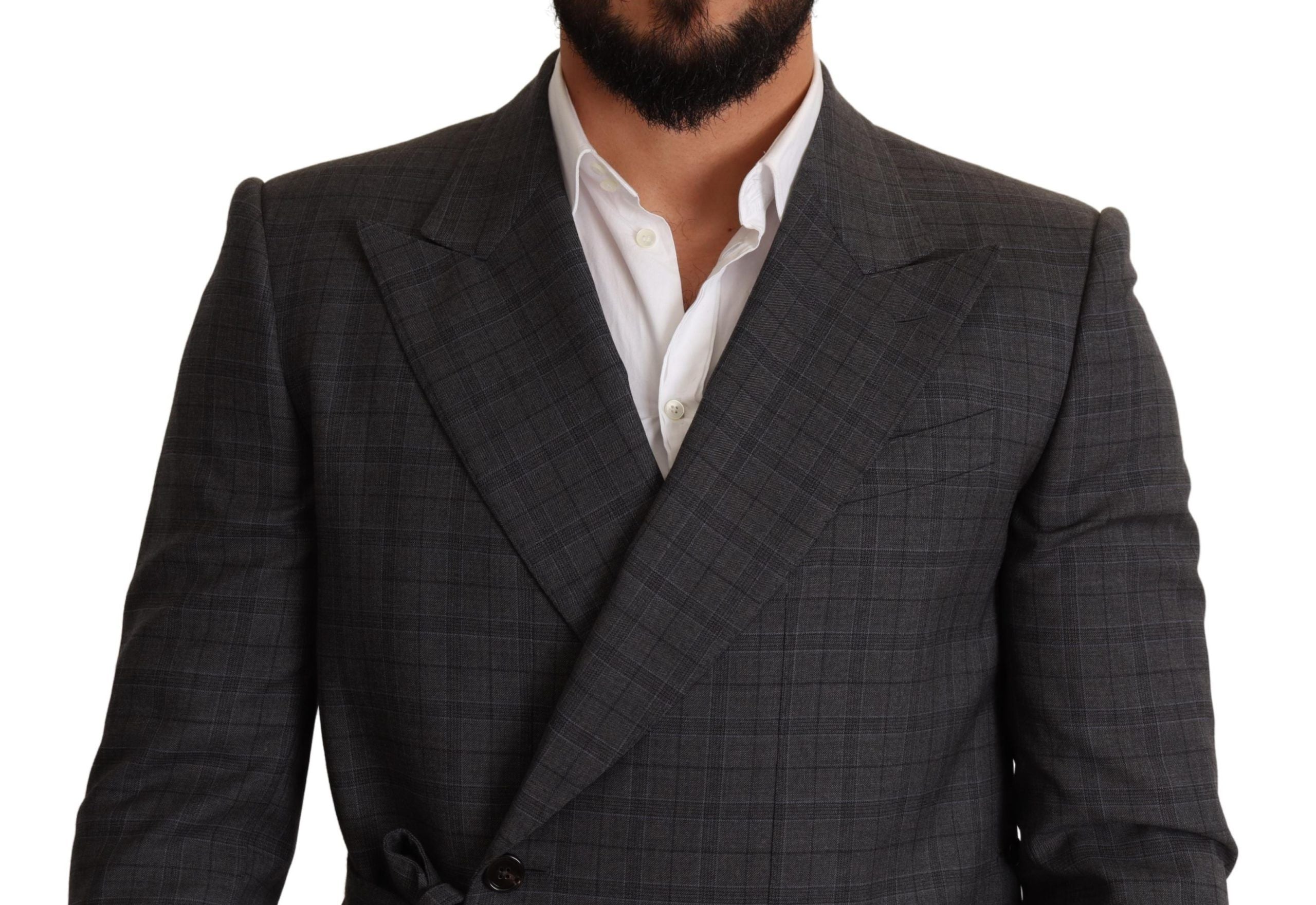 Dolce & Gabbana – Schicker, grau karierter Martini-Blazer im Slim Fit mit zweireihigem Schnitt