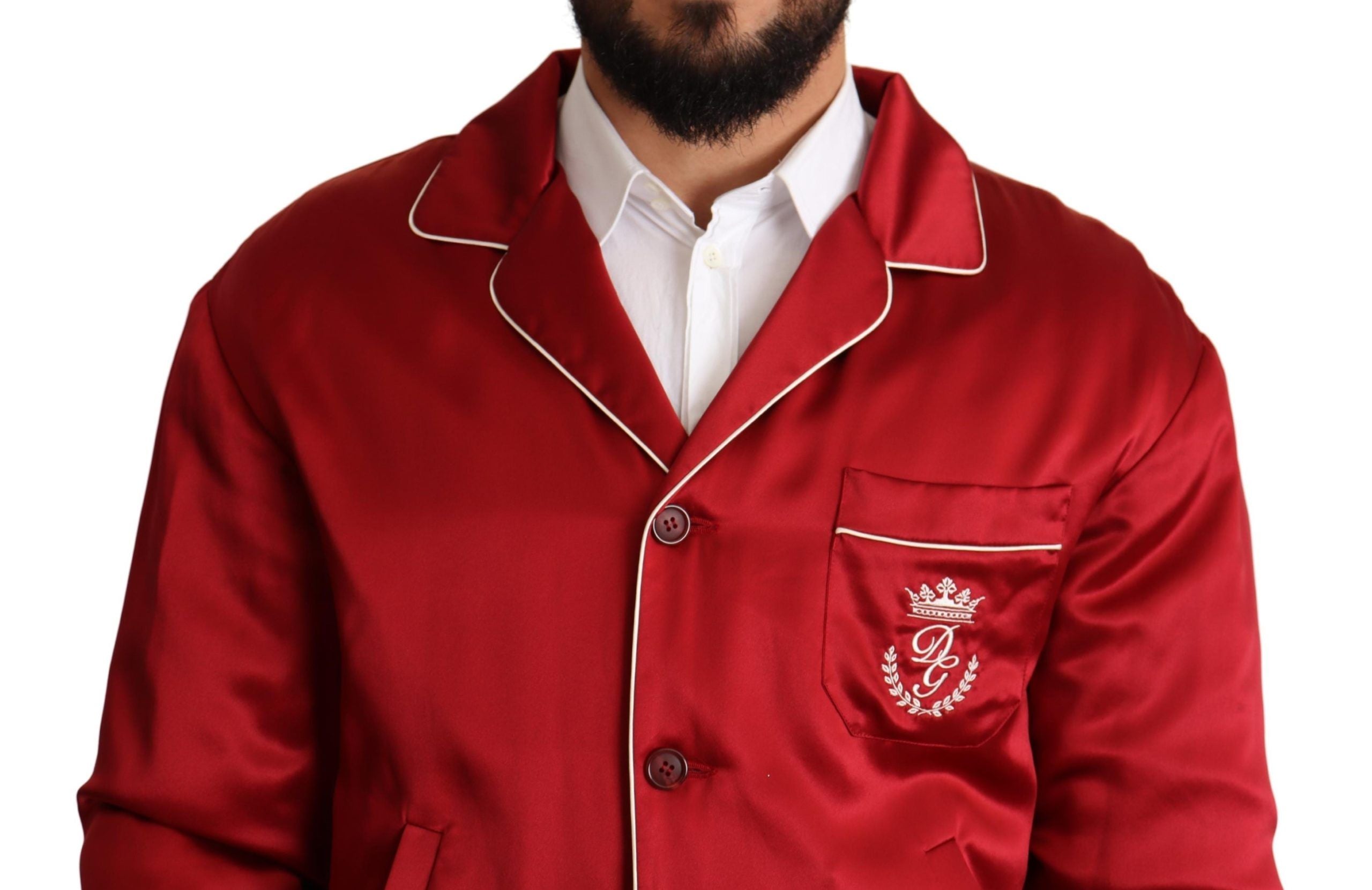 Dolce & Gabbana Jachetă bomber roșie din mătase somptuoasă