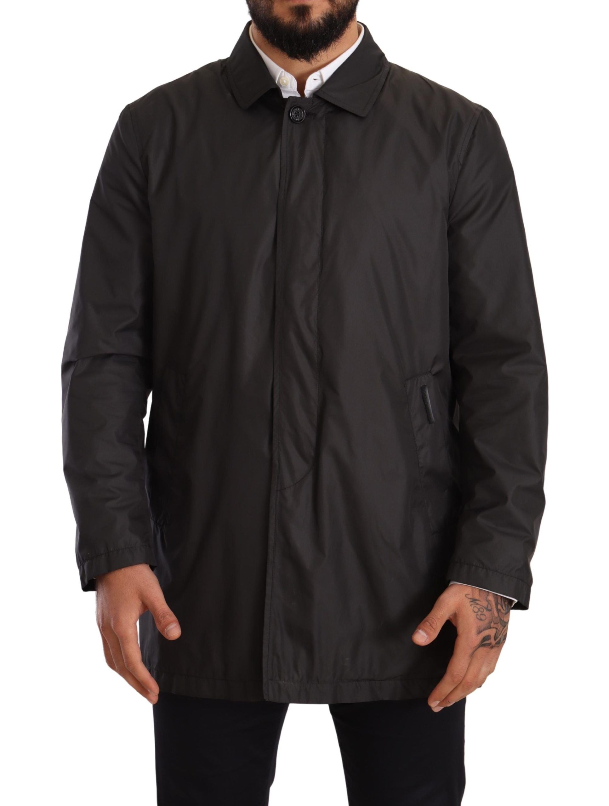 Trench elegant negru Dolce & Gabbana pentru bărbați sofisticați
