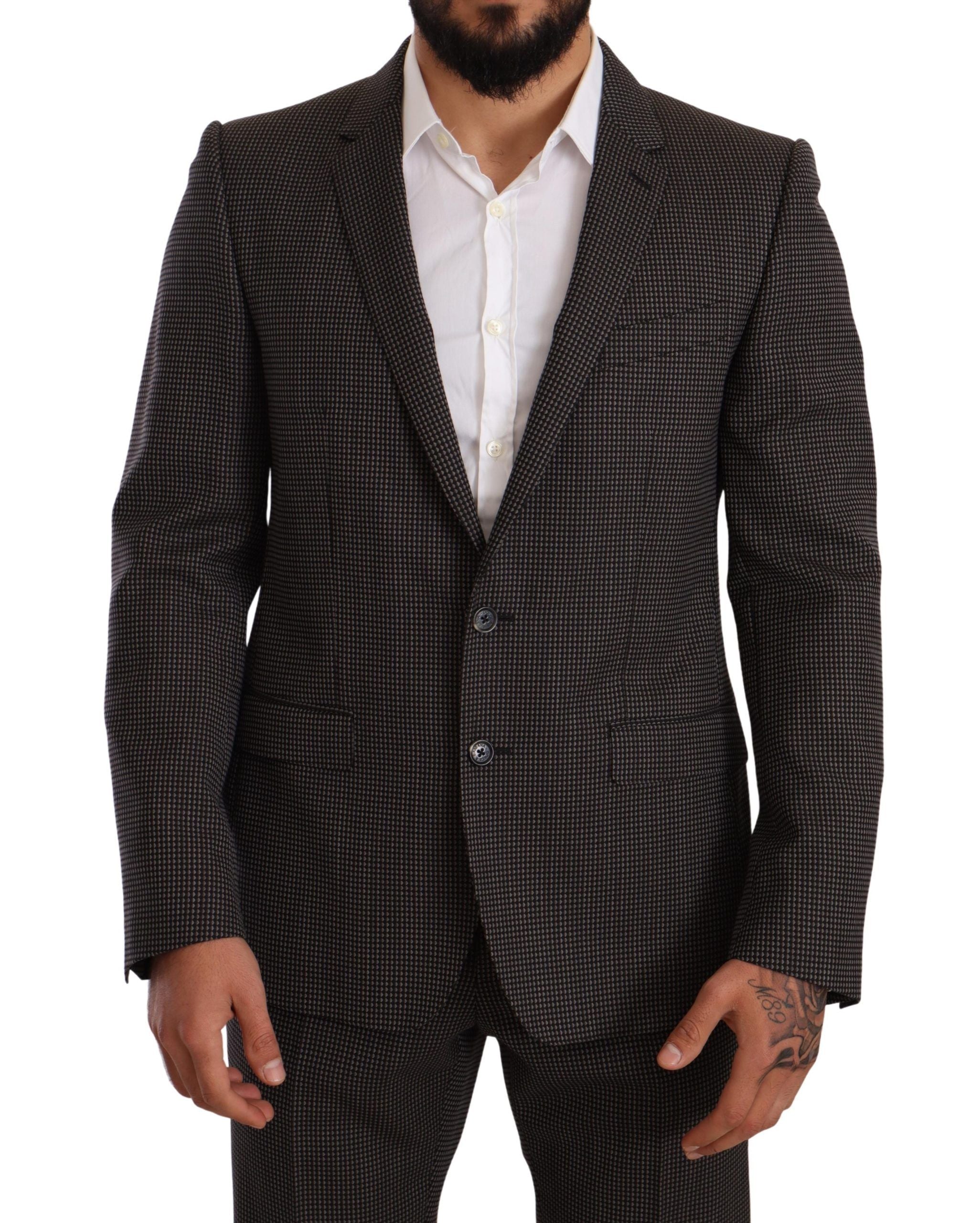 Dolce & Gabbana Black Fantasy Pattern Wool MARTINI Suit