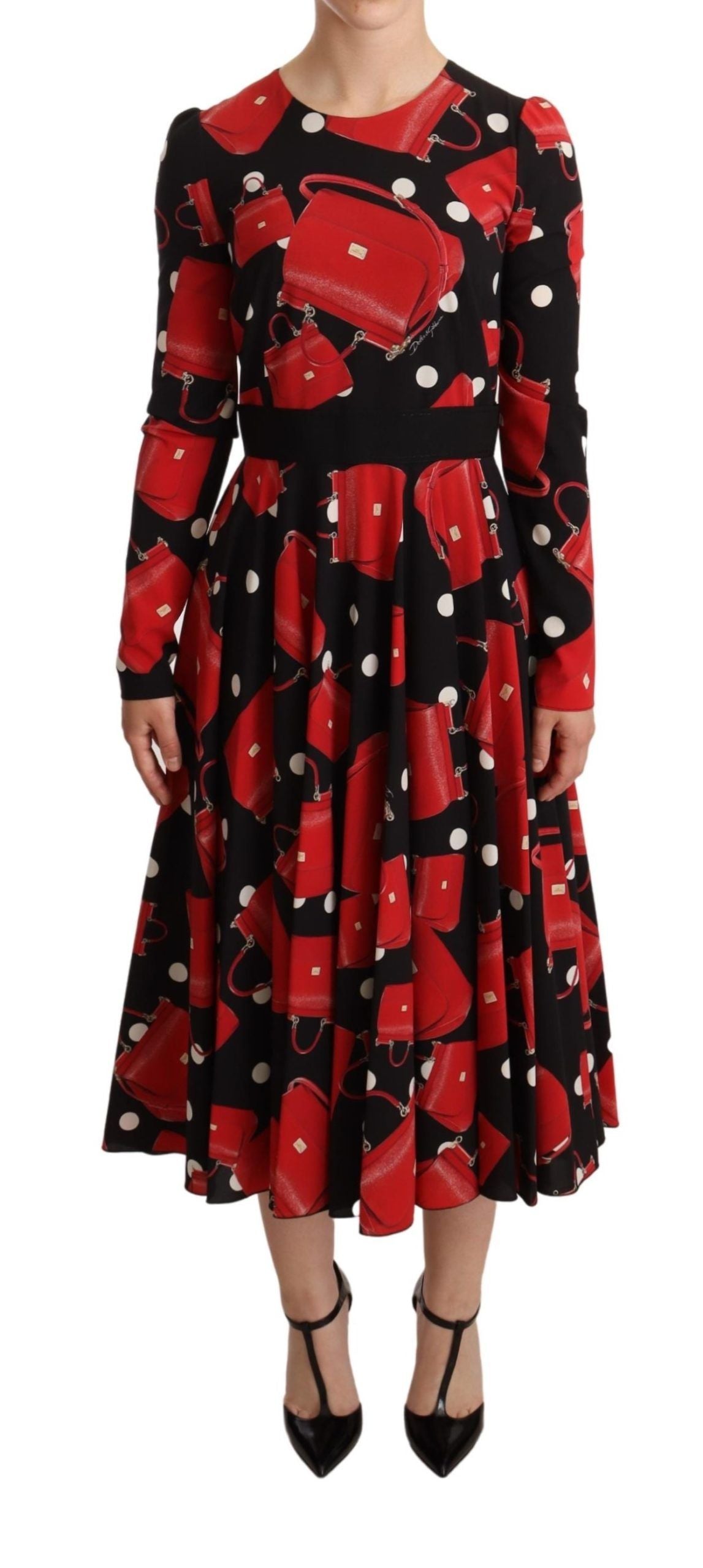Rochie midi evazată elegantă cu imprimeu Sicily de la Dolce & Gabbana