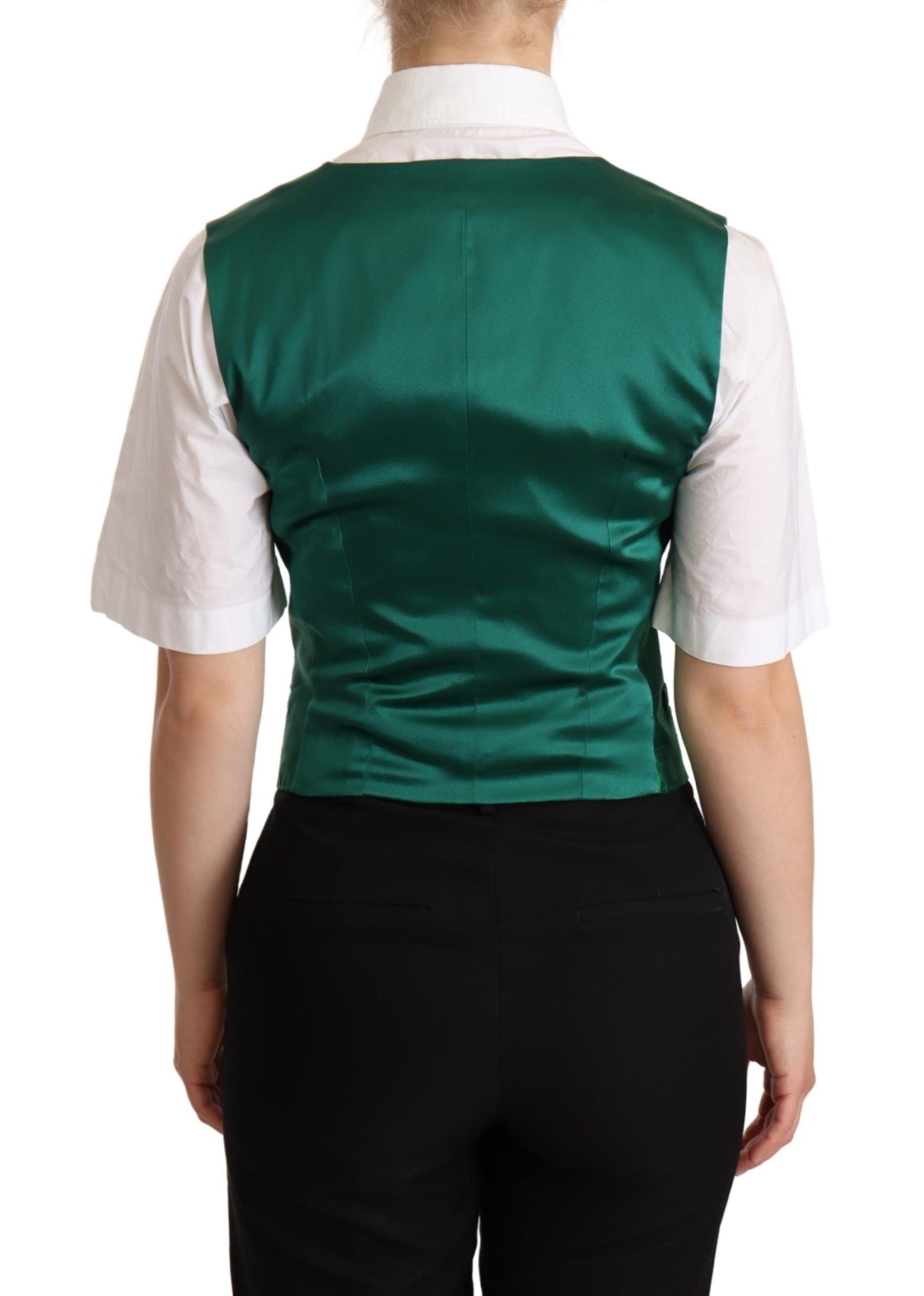 Vestă elegantă din amestec de mătase verde Dolce & Gabbana