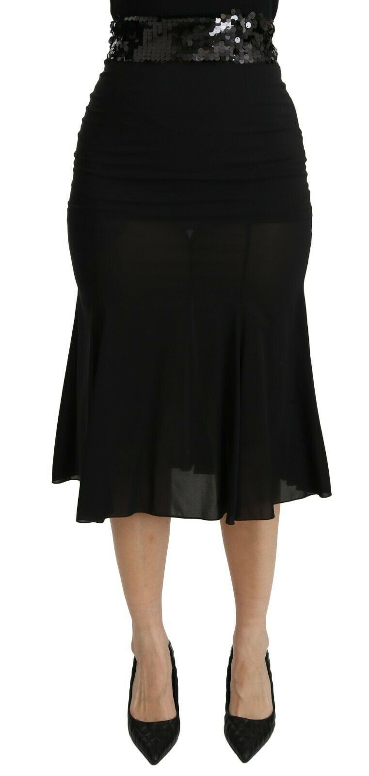 Dolce & Gabbana Schicker Rock aus schwarzer Seidenmischung mit hoher Taille