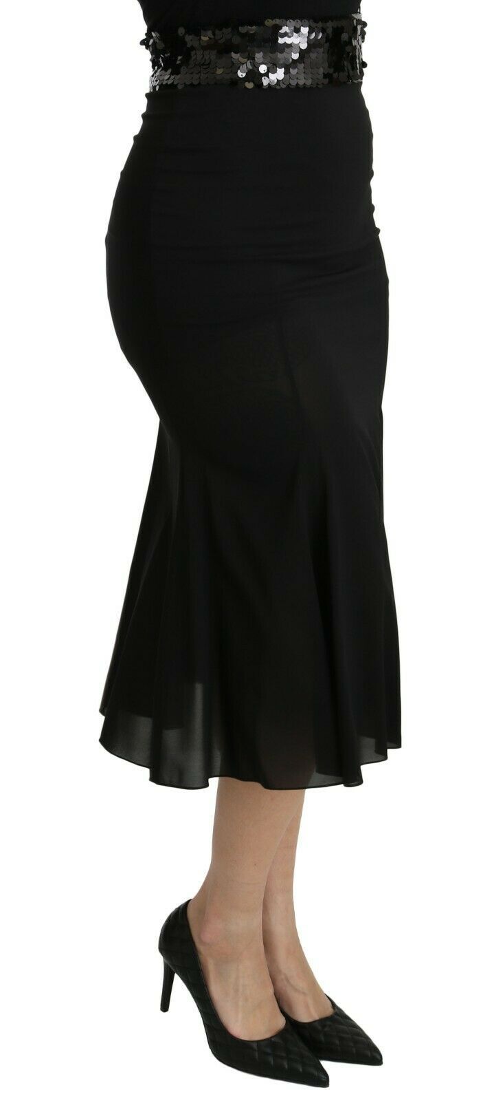 Dolce & Gabbana Schicker Rock aus schwarzer Seidenmischung mit hoher Taille