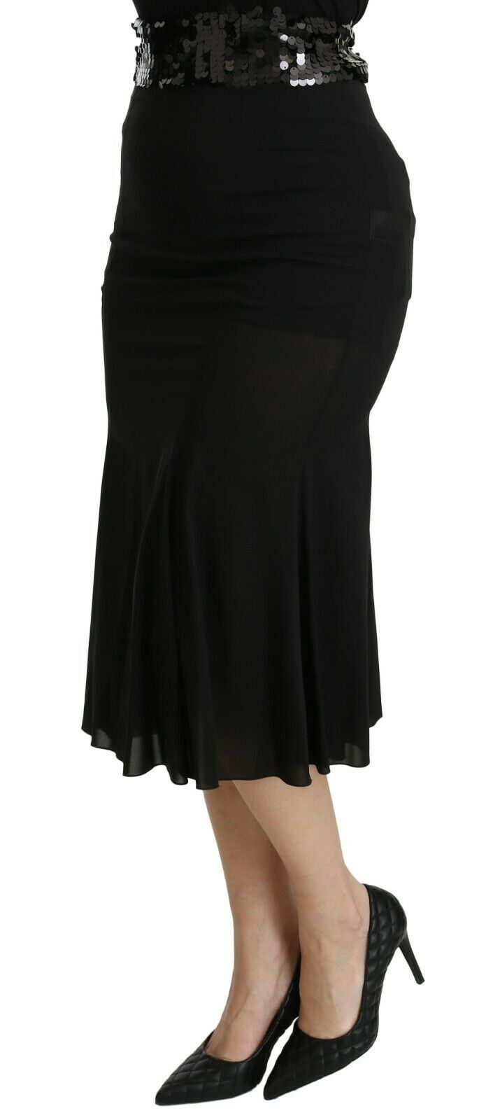 Dolce & Gabbana Schicker Rock aus schwarzer Seidenmischung mit hoher Taille