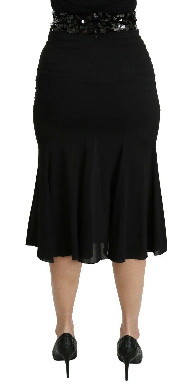 Dolce & Gabbana Schicker Rock aus schwarzer Seidenmischung mit hoher Taille