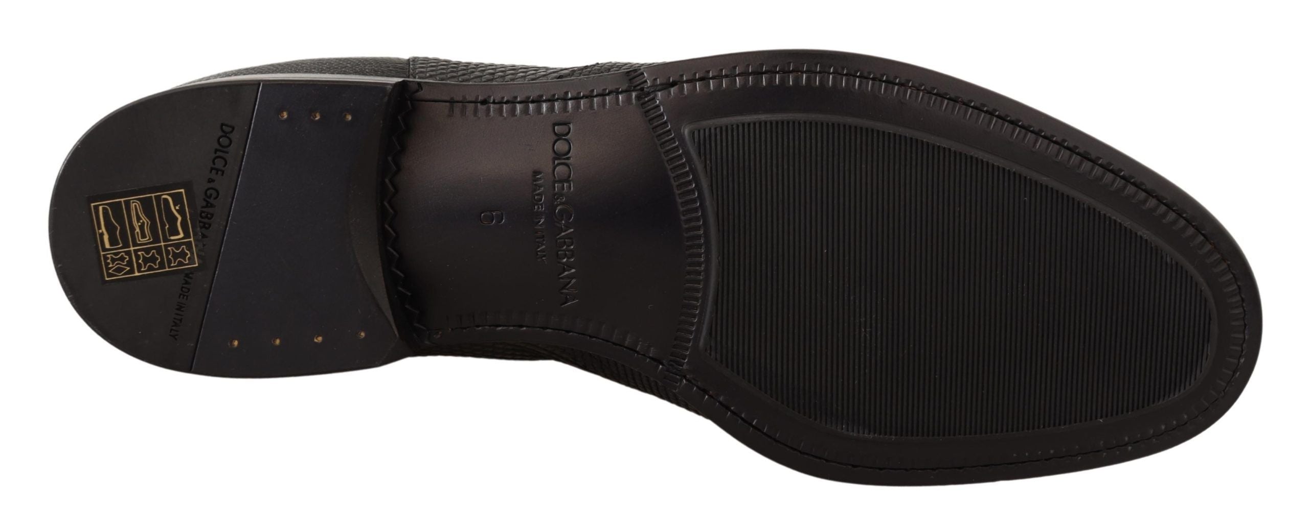 Dolce & Gabbana – Elegante Derby-Stiefel aus schwarzem Leder mit Eidechsenhaut