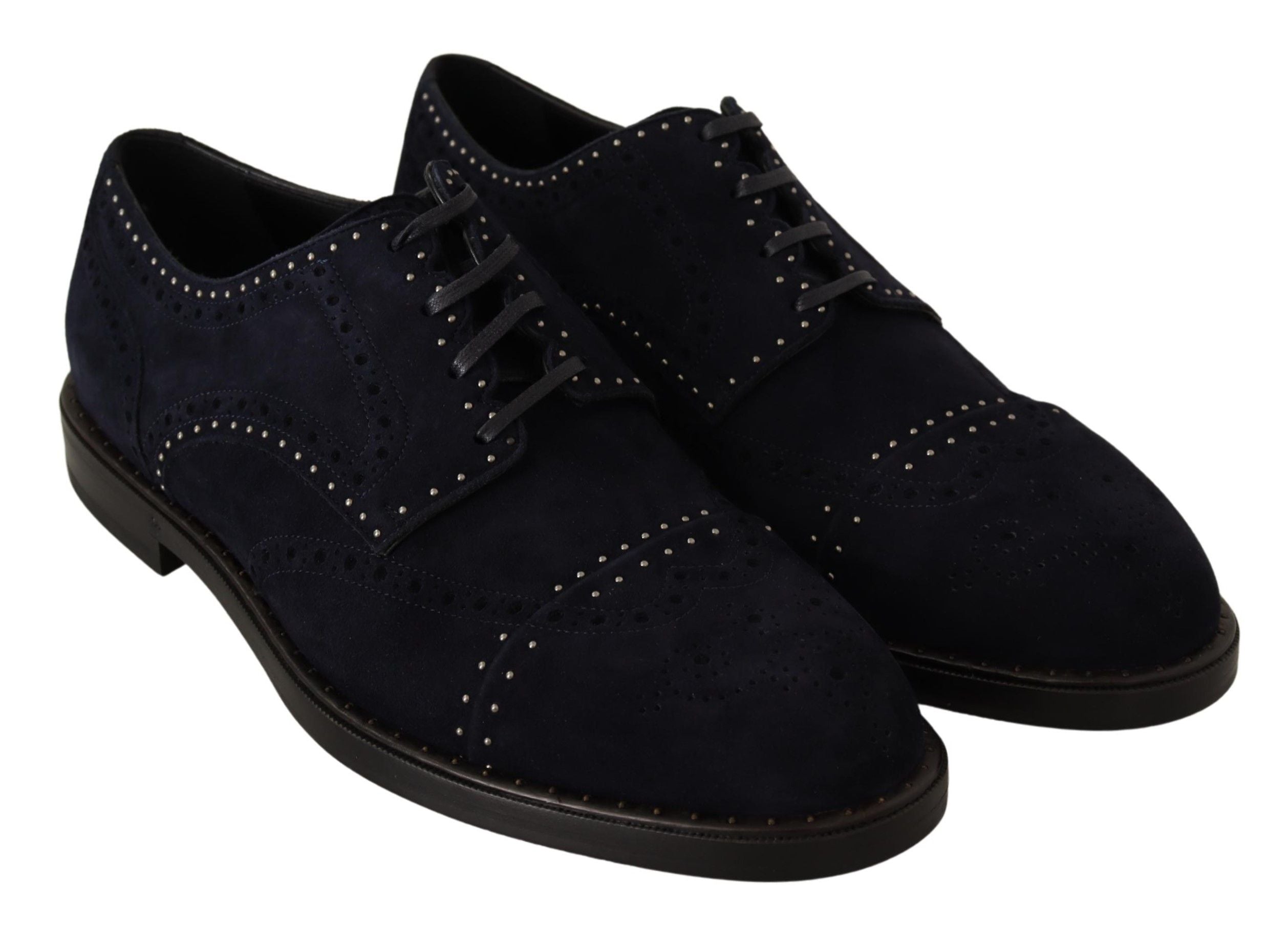 Dolce & Gabbana Elegante Wildleder-Derby-Schuhe mit silbernen Nieten