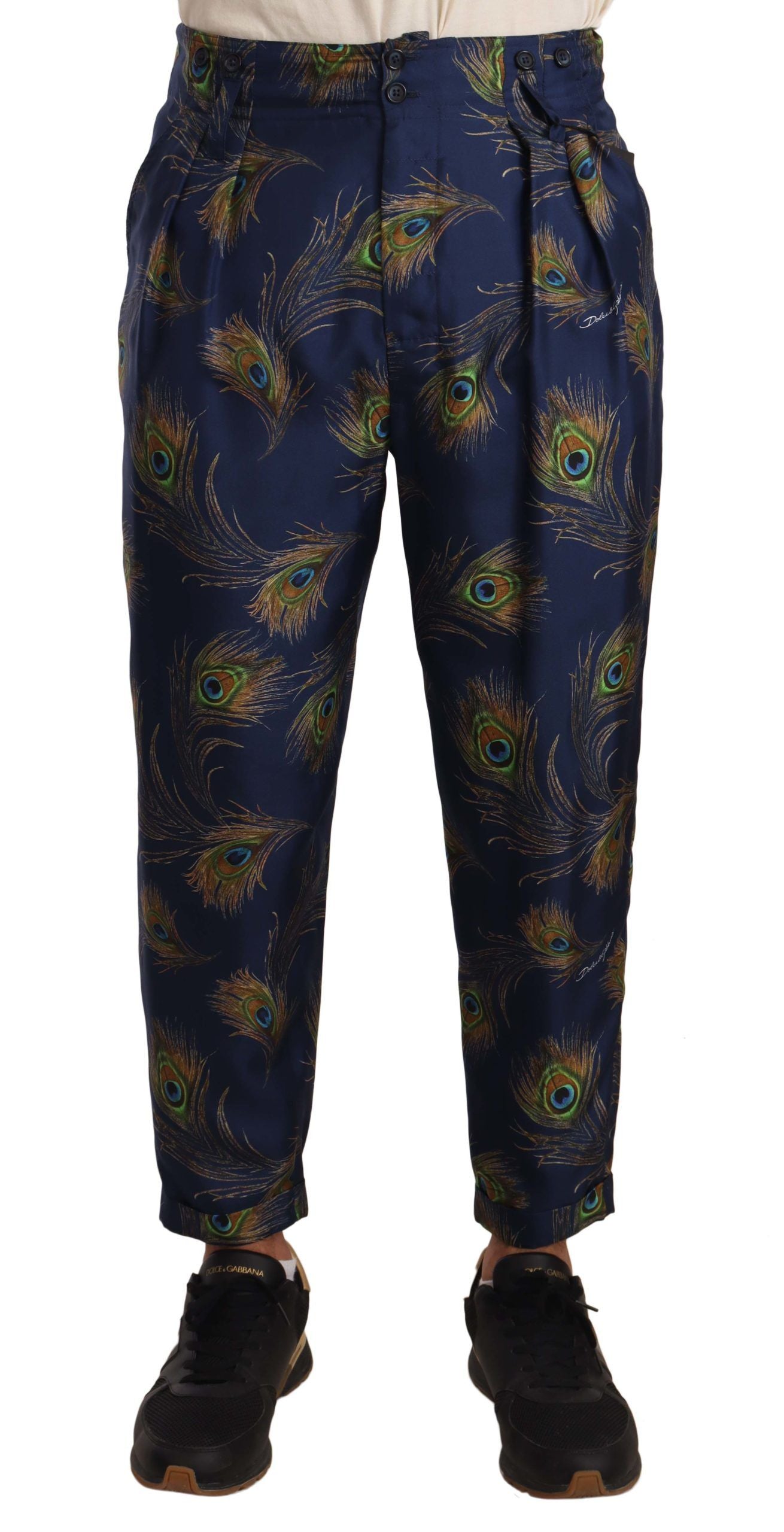 Dolce & Gabbana – Exquisite Seidenhose mit Pfauenprint