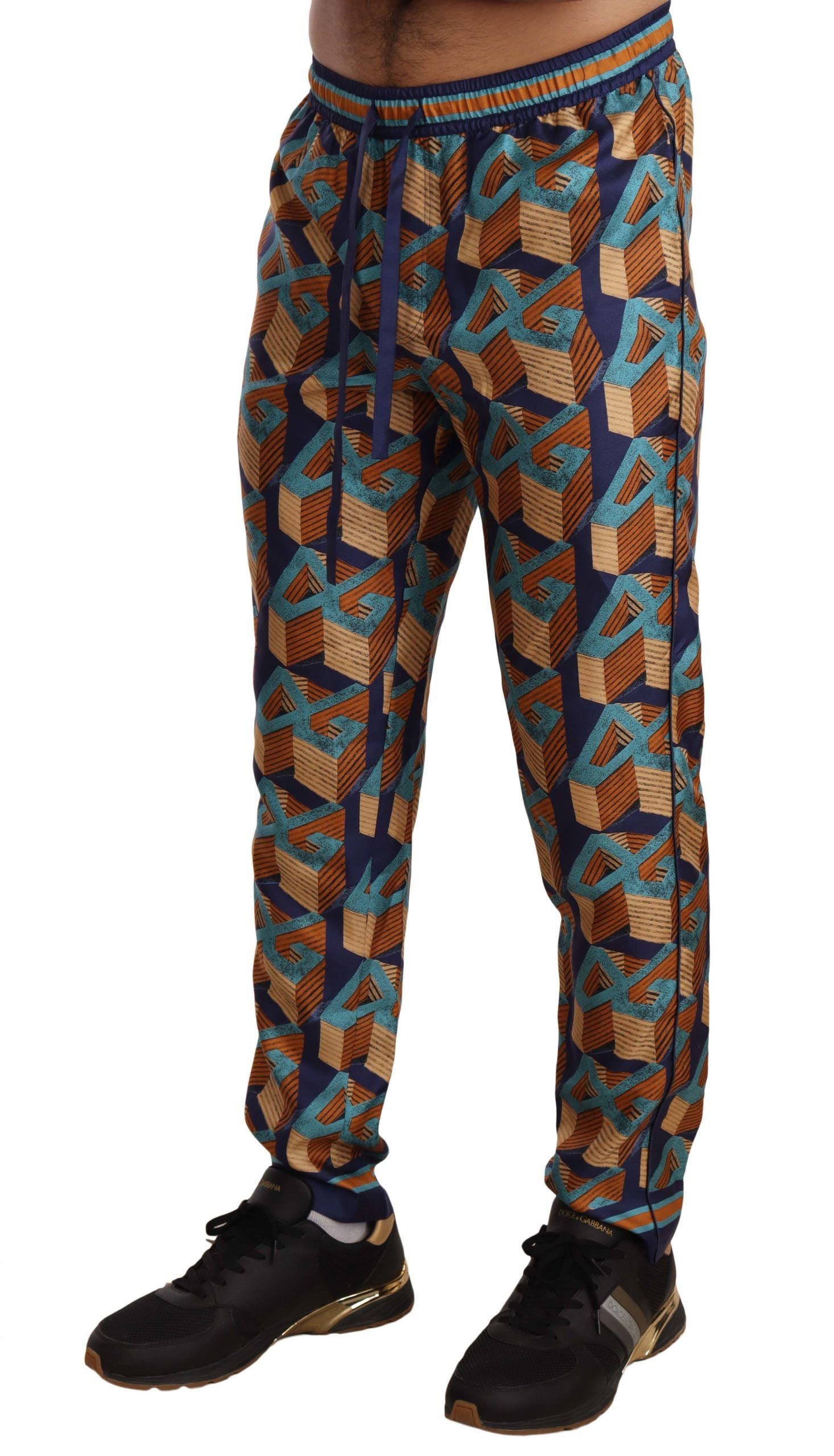 Dolce & Gabbana – Elegante Jogginghose aus Seide mit lebendigem Druck