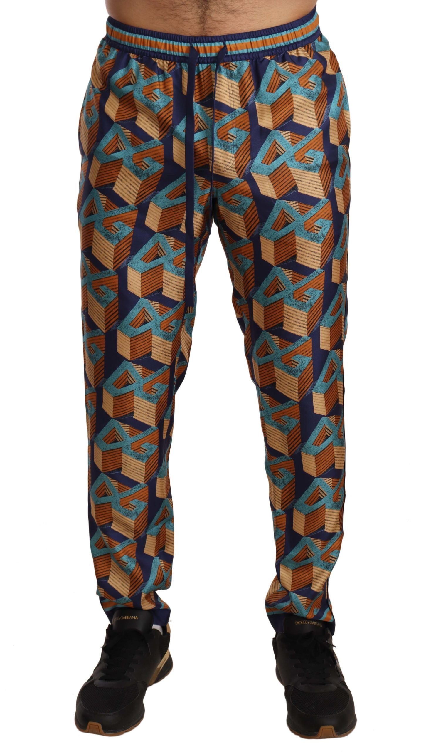 Dolce & Gabbana – Elegante Jogginghose aus Seide mit lebendigem Druck