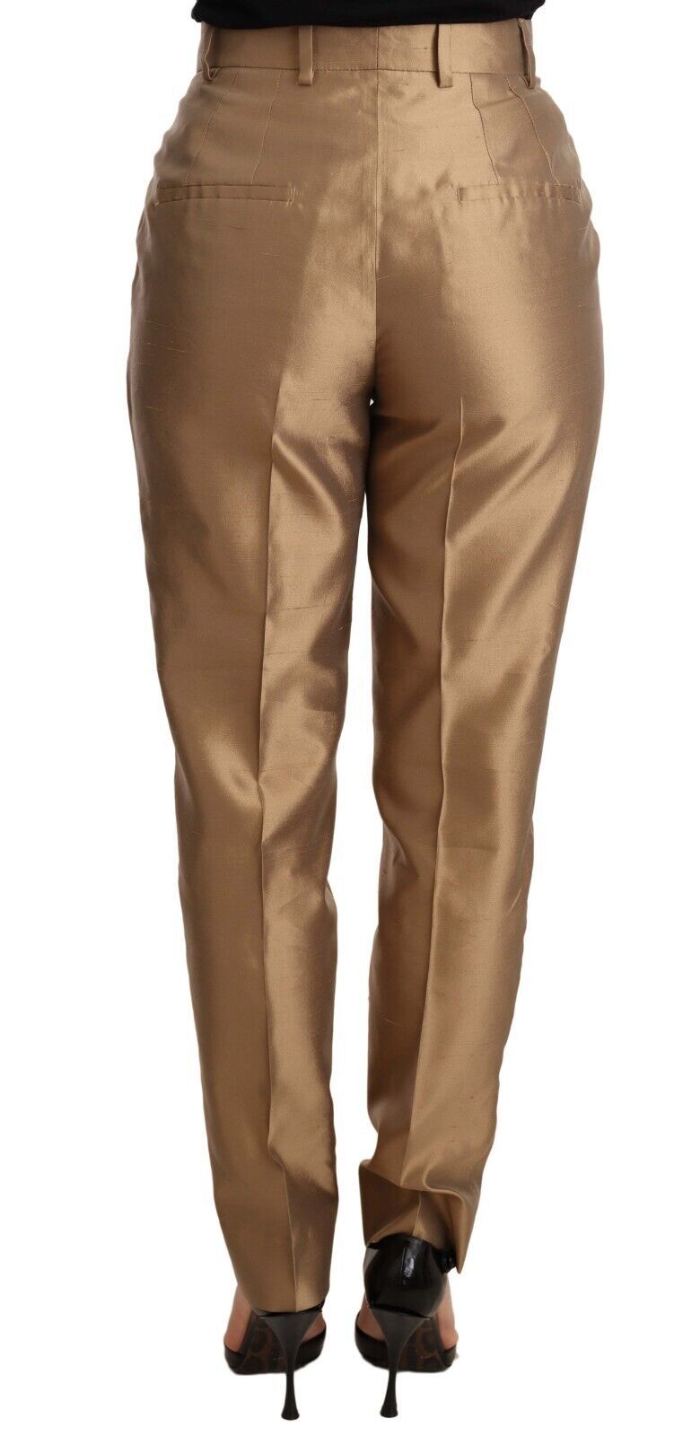 Pantaloni eleganți conici din mătase Dolce & Gabbana, aurii