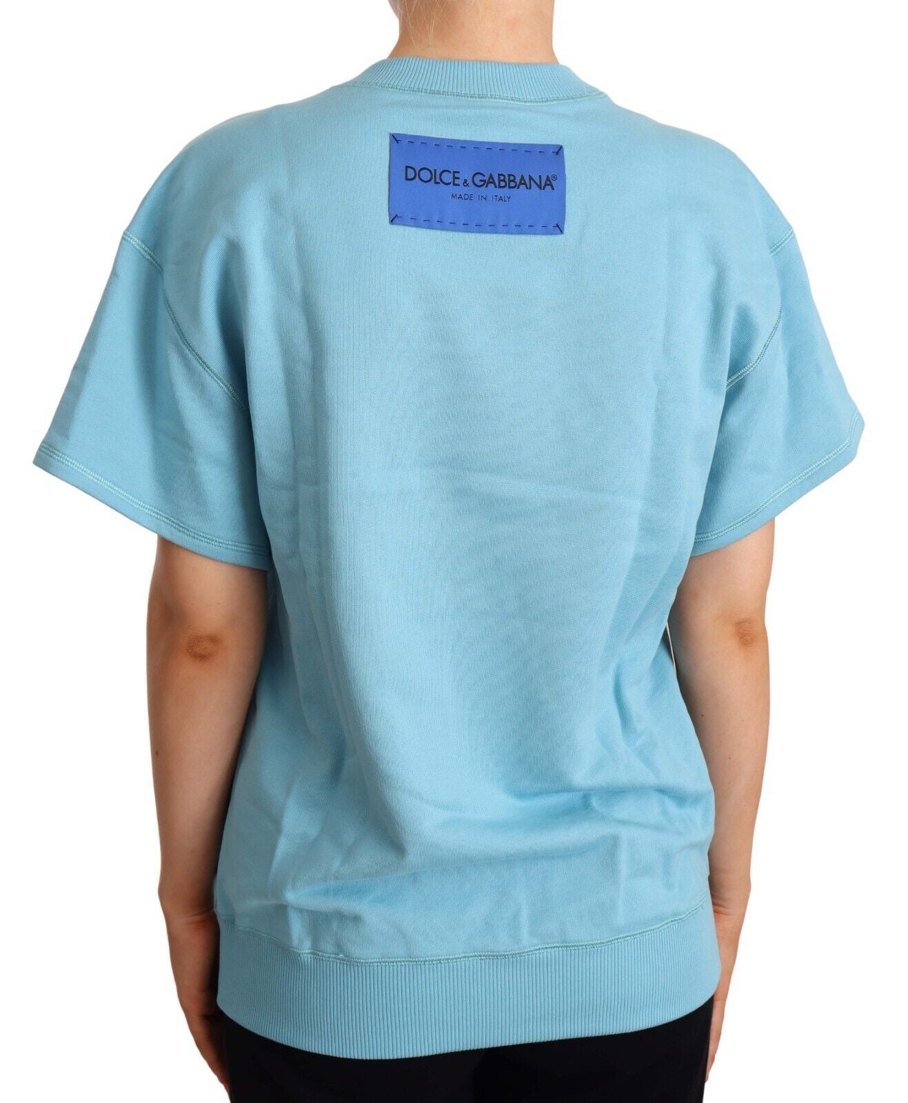 Dolce & Gabbana Elegantes blaues Baumwolltop mit Rundhalsausschnitt