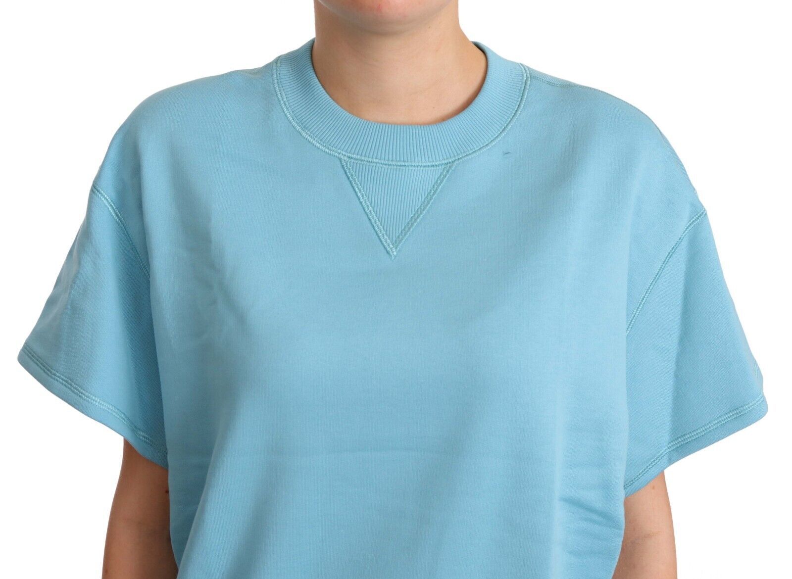 Dolce & Gabbana Elegantes blaues Baumwolltop mit Rundhalsausschnitt