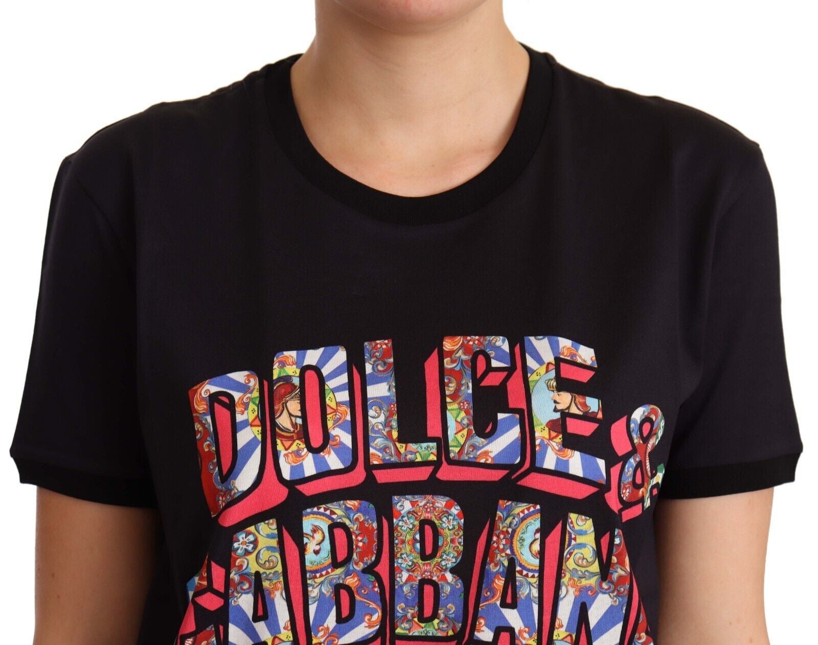 Dolce & Gabbana Elegantes schwarzes Baumwoll-Logo-T-Shirt