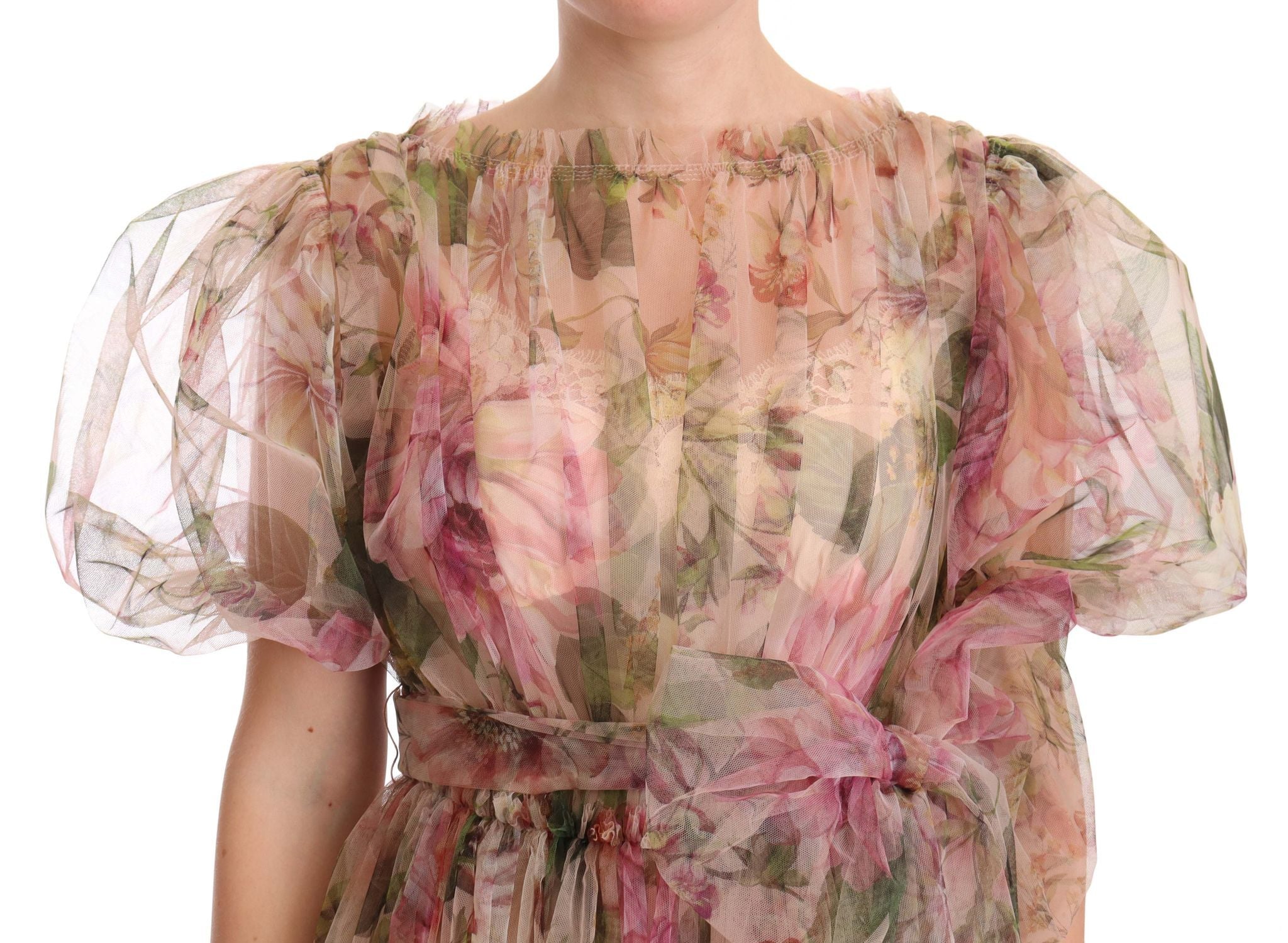 Rochie maxi din nailon cu imprimeu floral Dolce & Gabbana