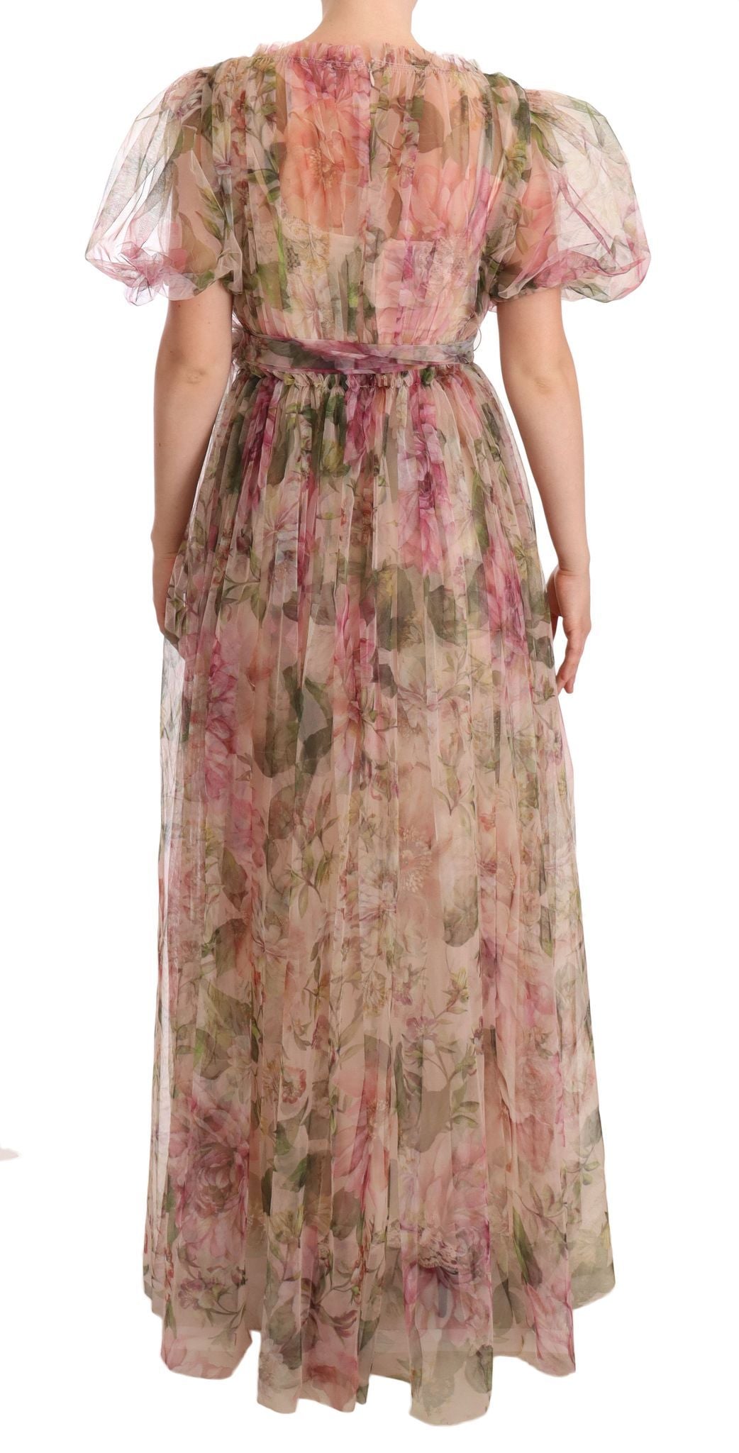 Rochie maxi din nailon cu imprimeu floral Dolce & Gabbana