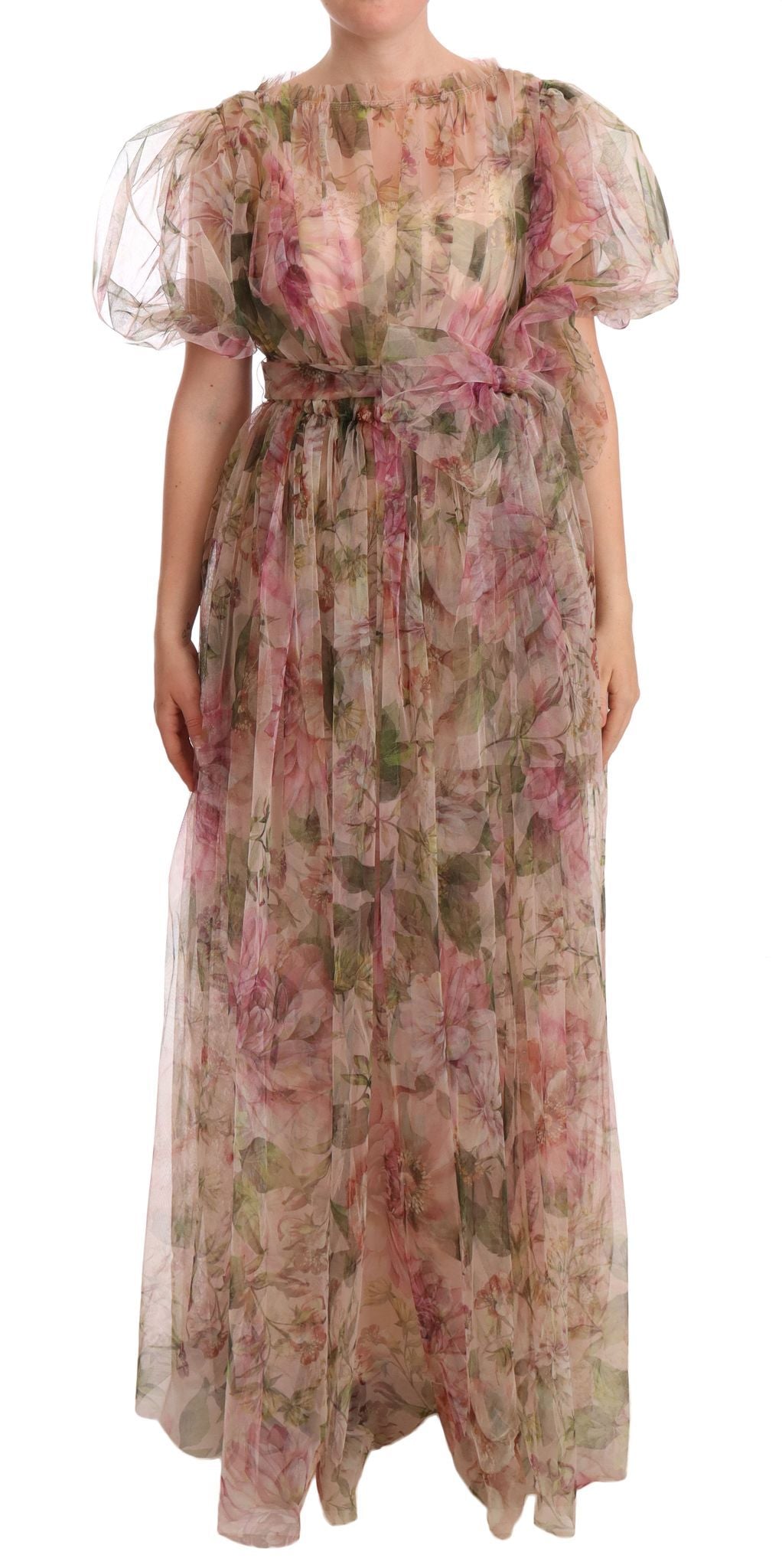 Rochie maxi din nailon cu imprimeu floral Dolce & Gabbana