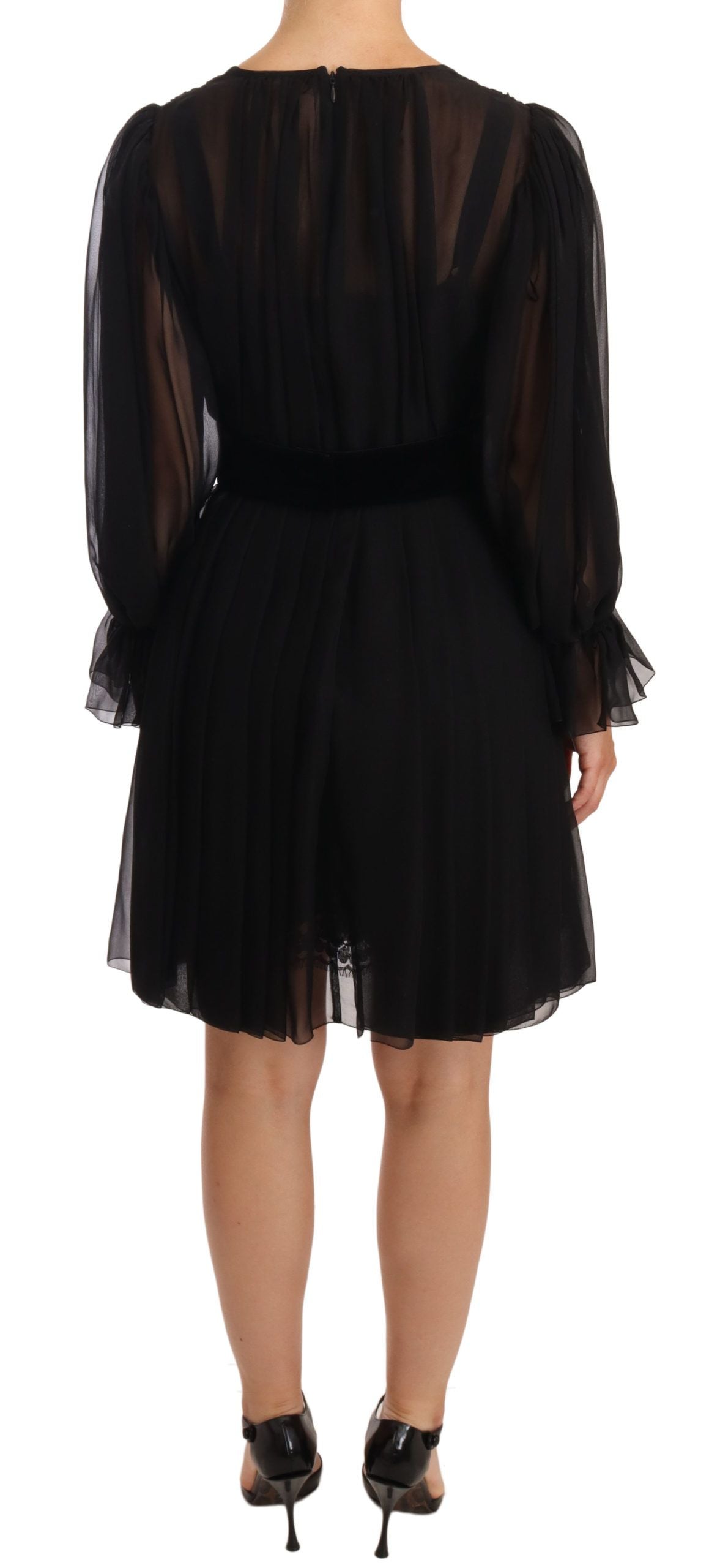 Rochie mini elegantă din amestec de mătase cu decolteu în V Dolce & Gabbana