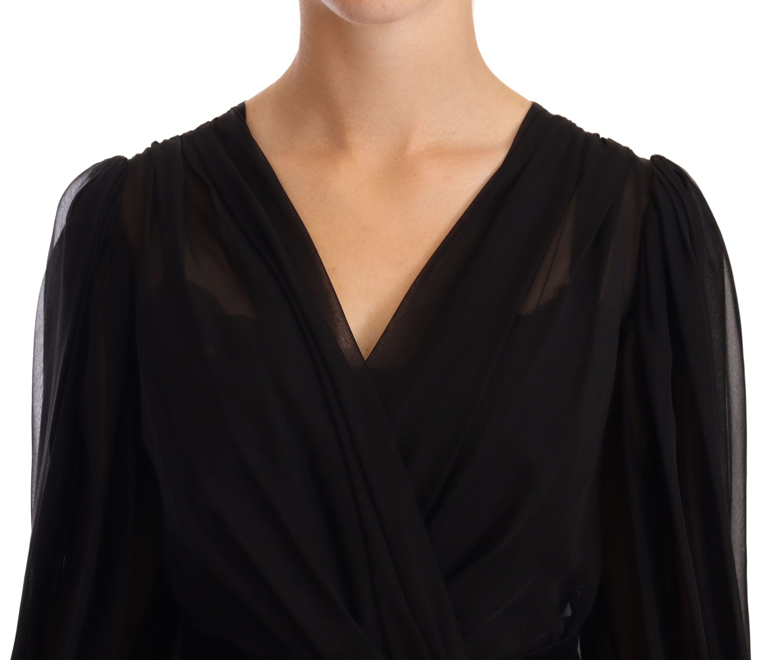 Rochie mini elegantă din amestec de mătase cu decolteu în V Dolce & Gabbana