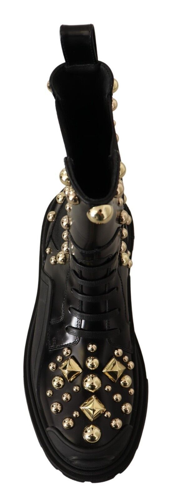 Dolce & Gabbana – Kampfstiefel aus Leder mit Nieten und Stickerei