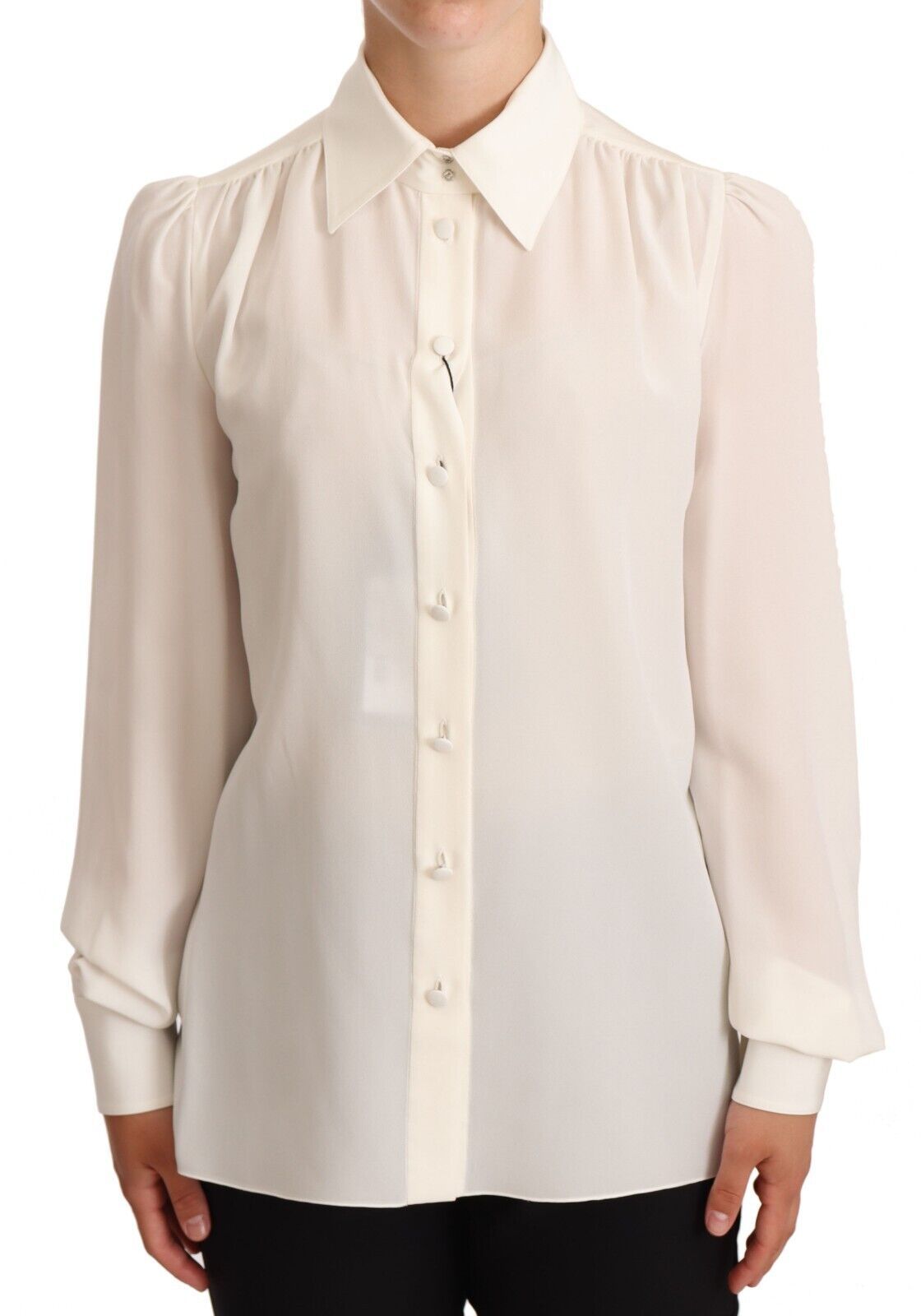 Dolce & Gabbana Elegantes Seidentop in Off-White