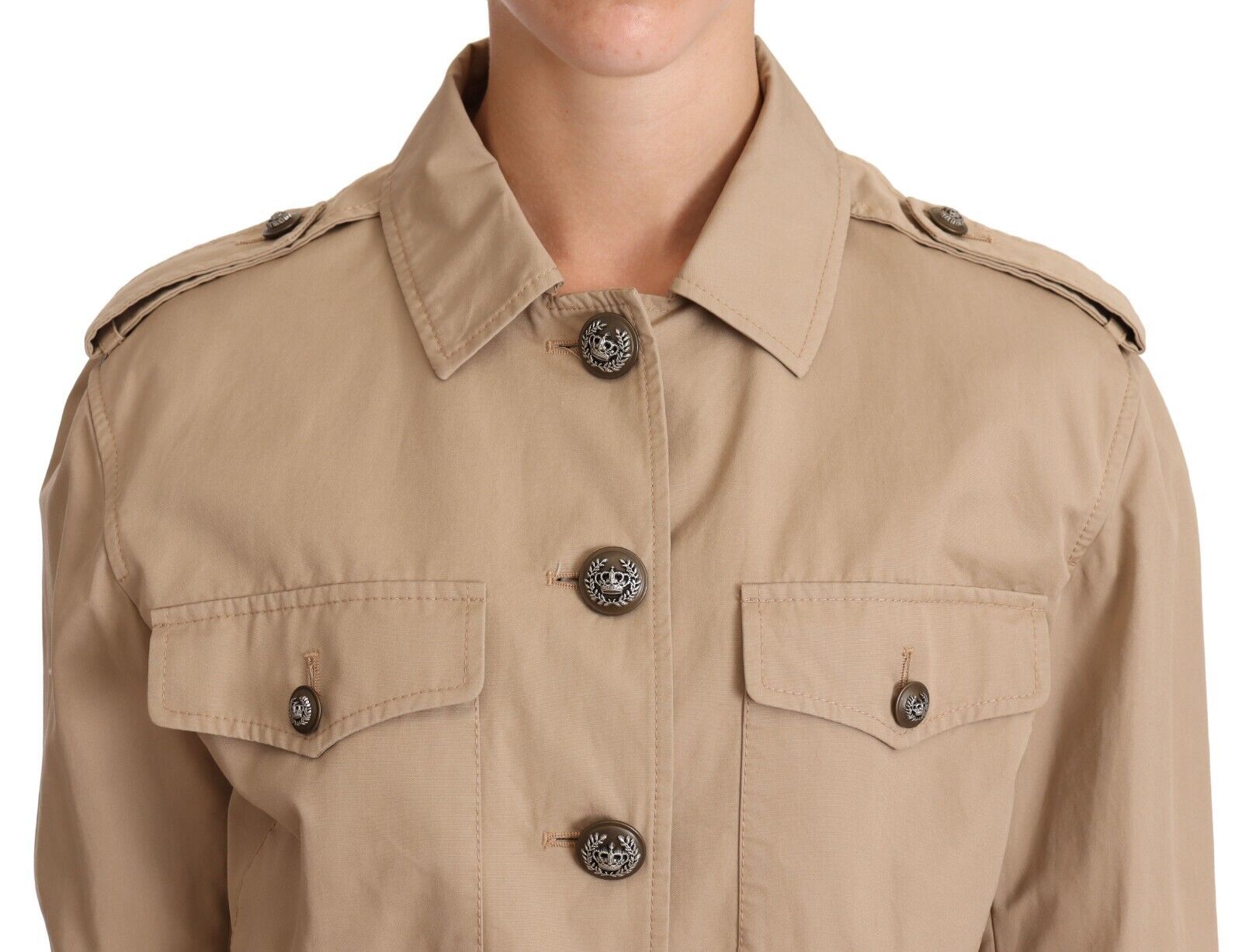 Dolce & Gabbana Elegante kurze Baumwolljacke in Beige