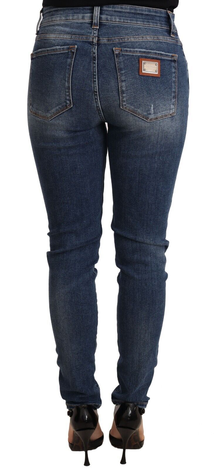 Blugi skinny eleganți Dolce & Gabbana, croială slim, cu aspect uzat