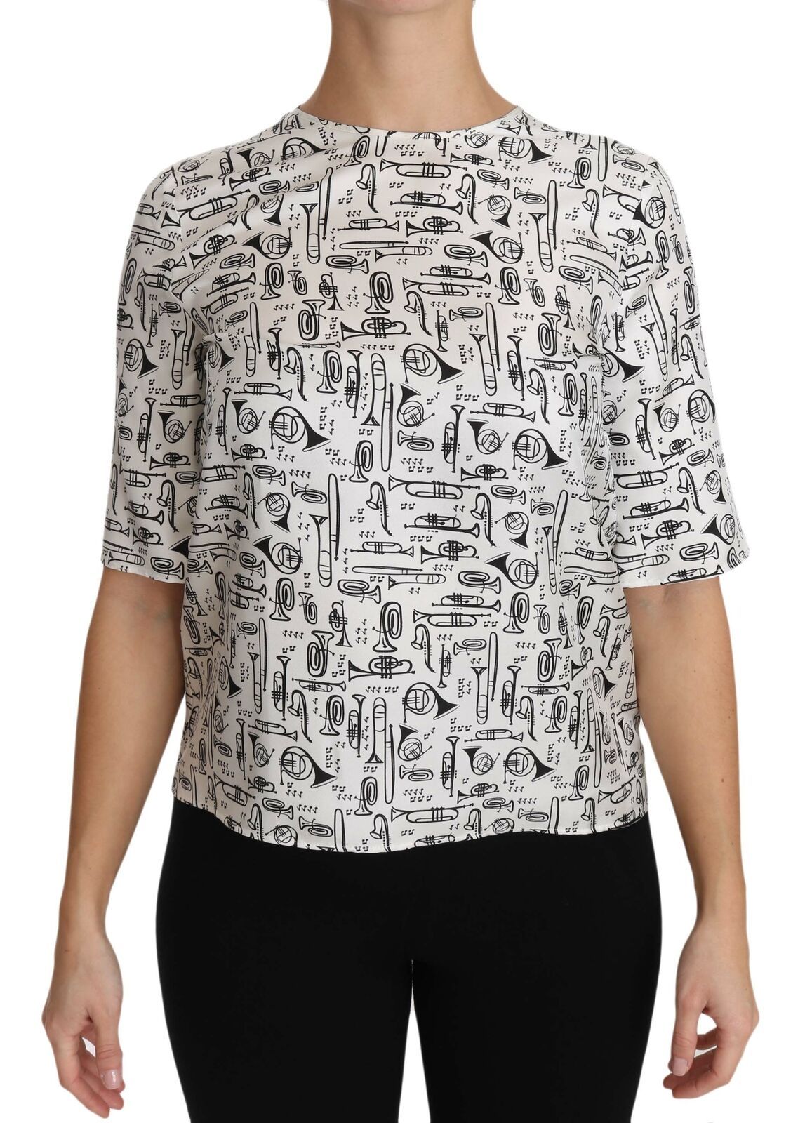 Dolce & Gabbana – Elegantes Seidenblusen-Top mit Trompetendruck