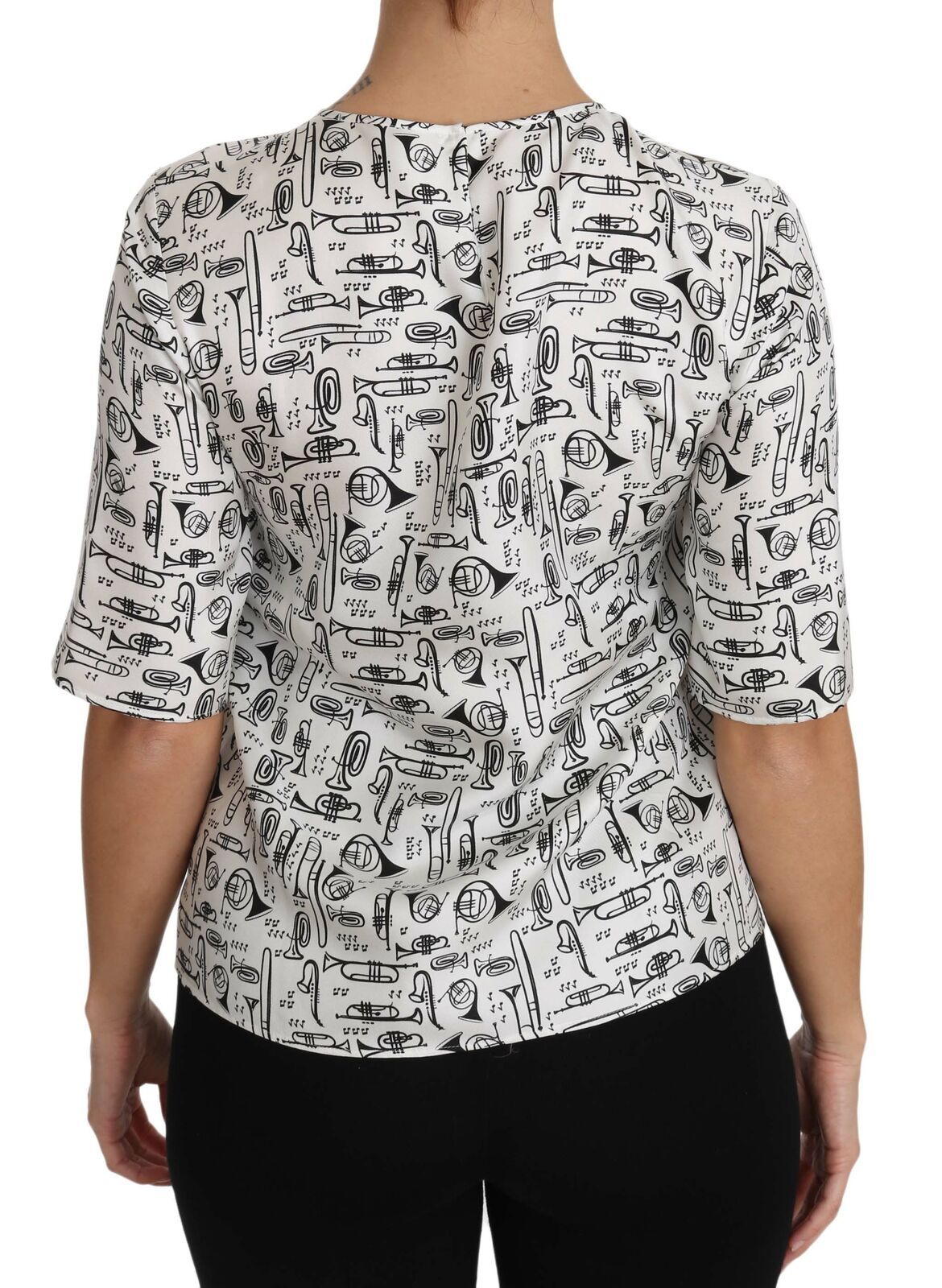Dolce & Gabbana – Elegantes Seidenblusen-Top mit Trompetendruck