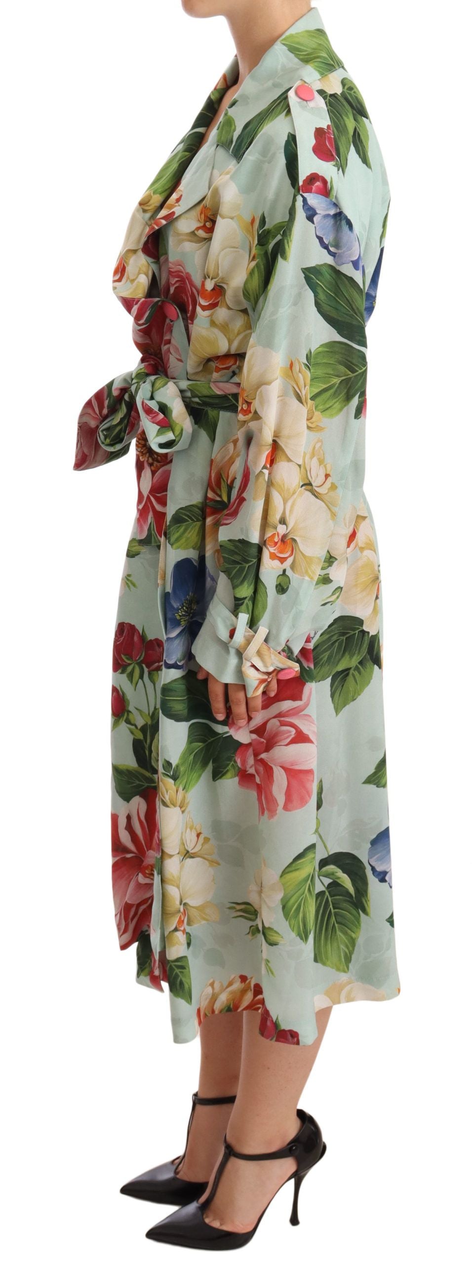 Trench elegant din mătase florală Dolce & Gabbana