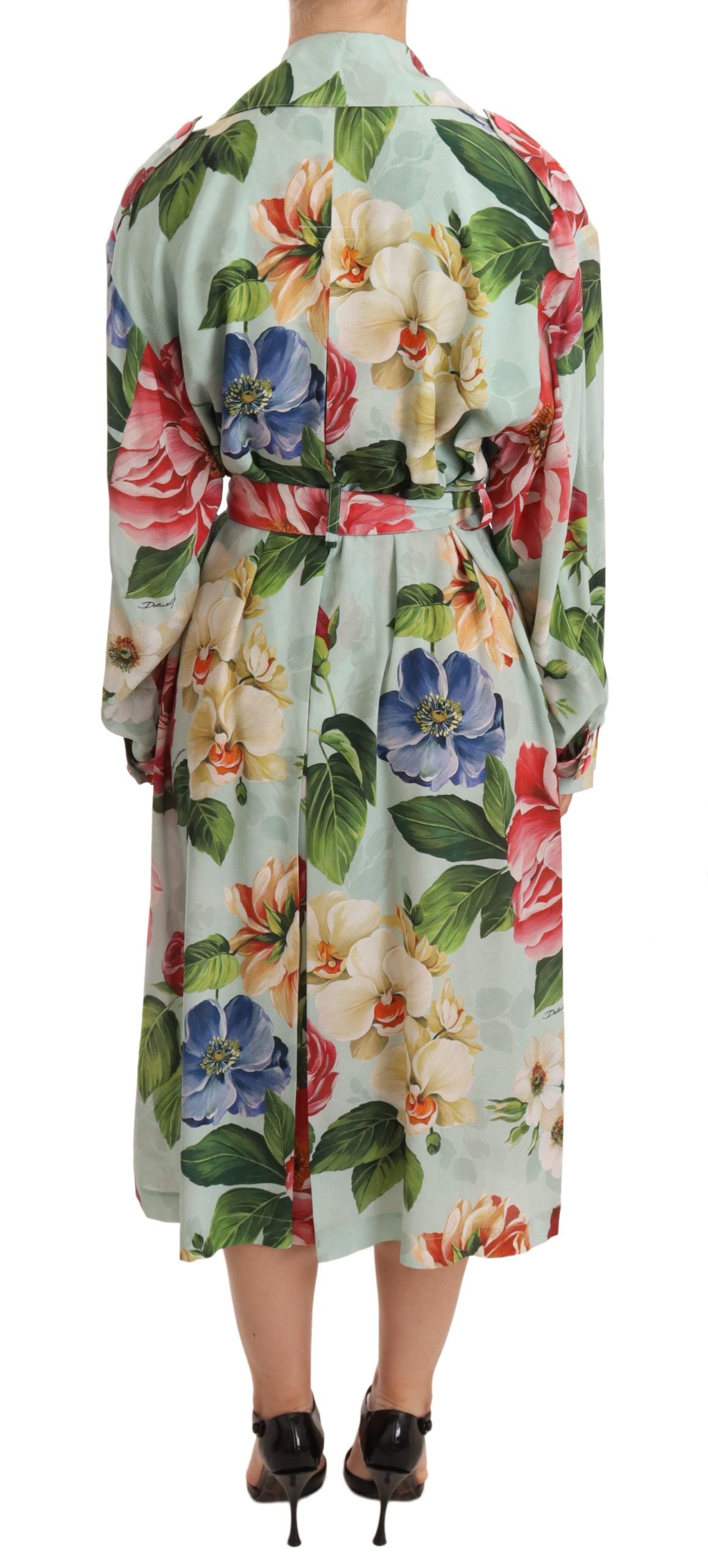 Trench elegant din mătase florală Dolce & Gabbana