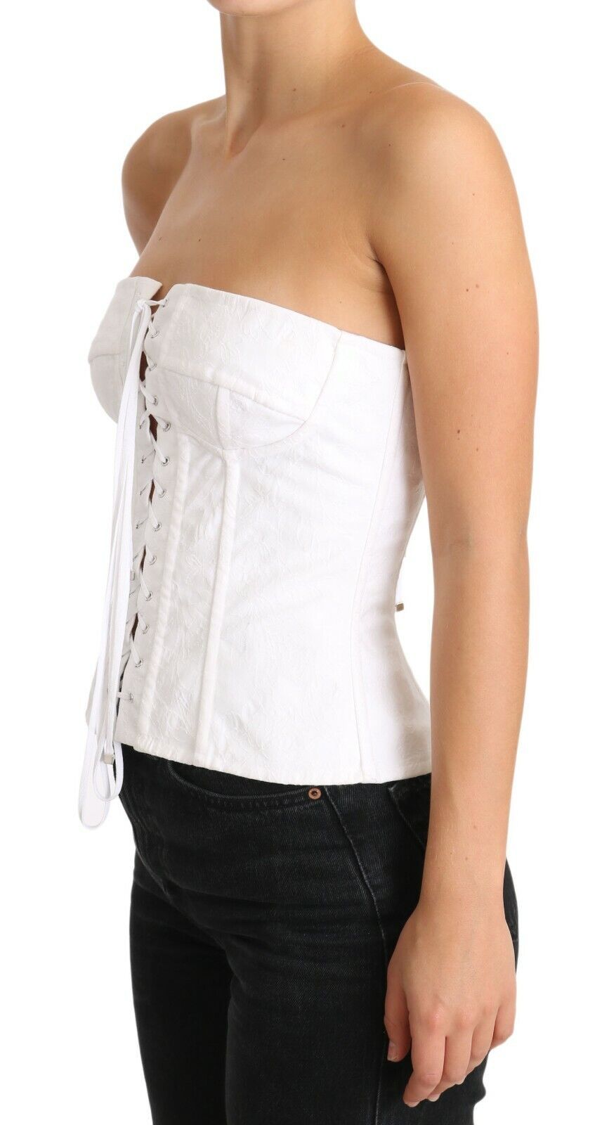 Dolce & Gabbana – Elegantes, weißes, trägerloses Korsett-Top