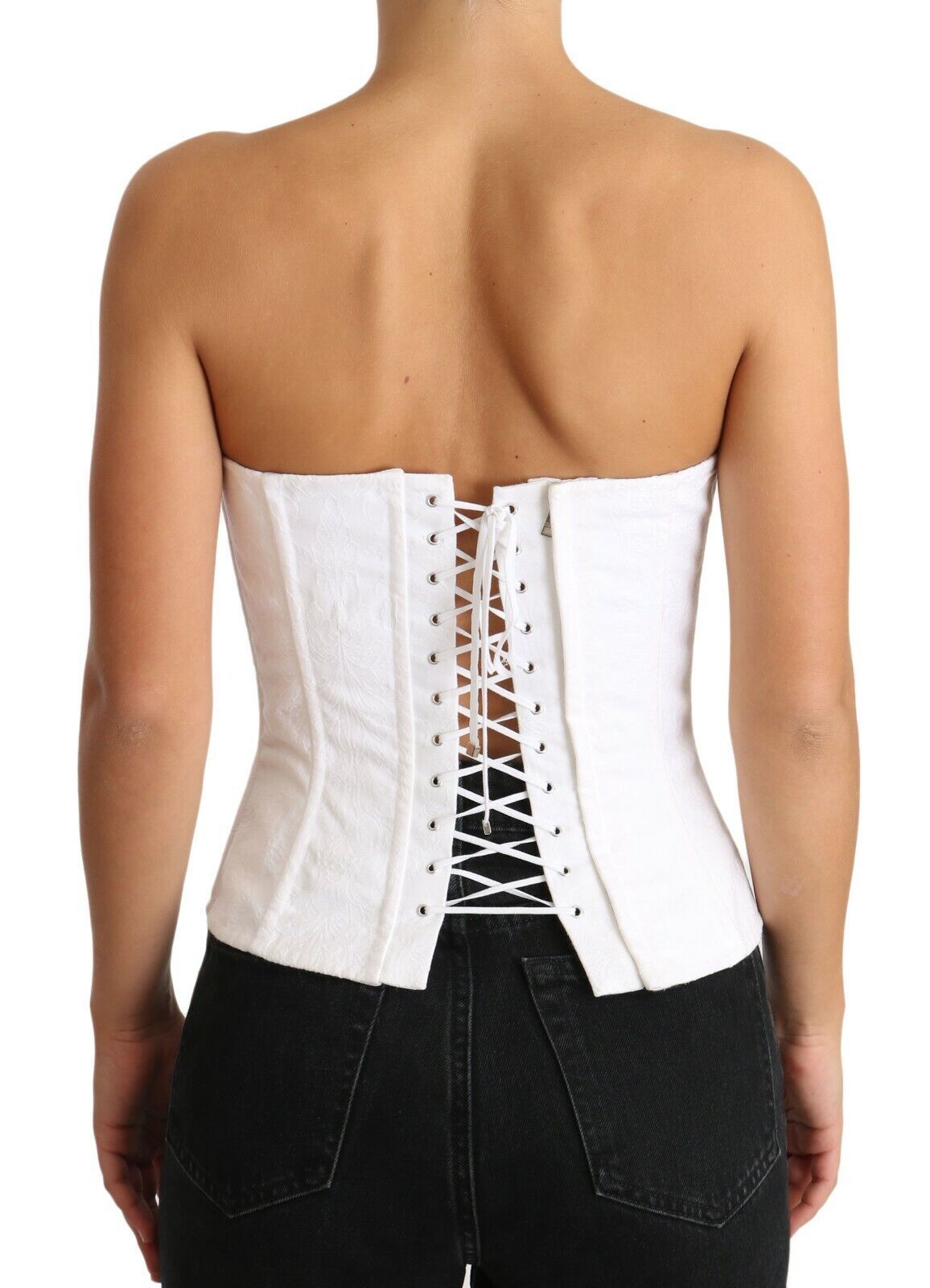 Dolce & Gabbana – Elegantes, weißes, trägerloses Korsett-Top